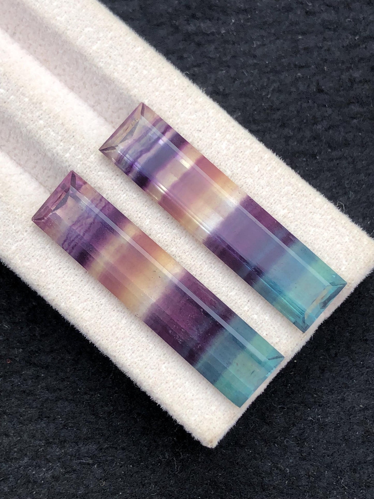 Rainbow Fluorite Cabochon Pair 35.50 ct - Calming Crystals for Energy Work
