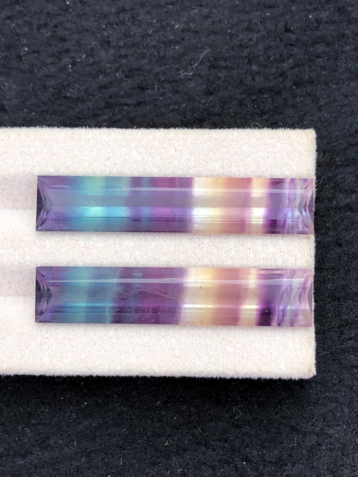 Rainbow Fluorite Cabochon Pair 35.60 ct - Meditation Crystals of Calm Focus