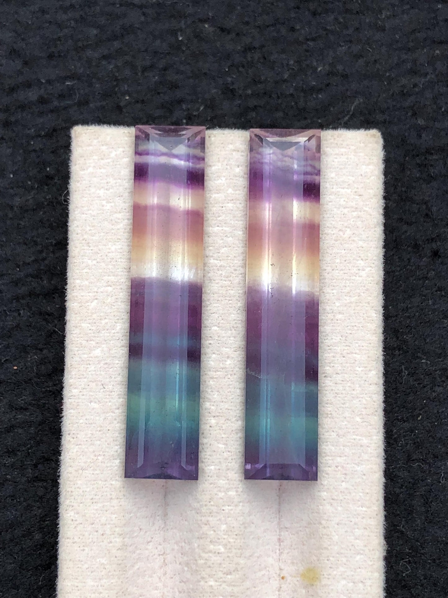 Rainbow Fluorite Cabochon Pair 35.60 ct - Meditation Crystals of Calm Focus