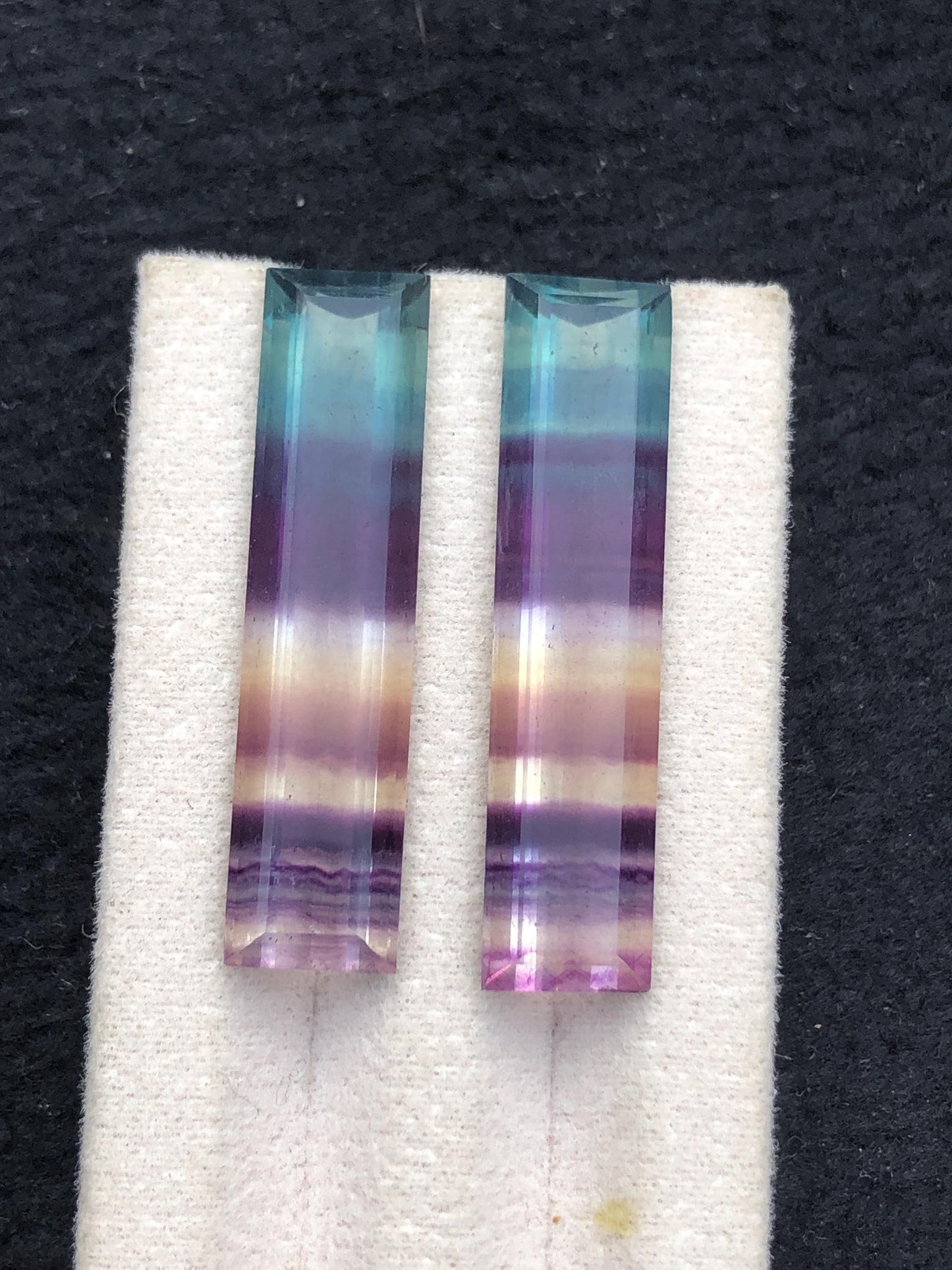 Rainbow Fluorite Cabochon Pair 35.50 ct - Calming Crystals for Energy Work