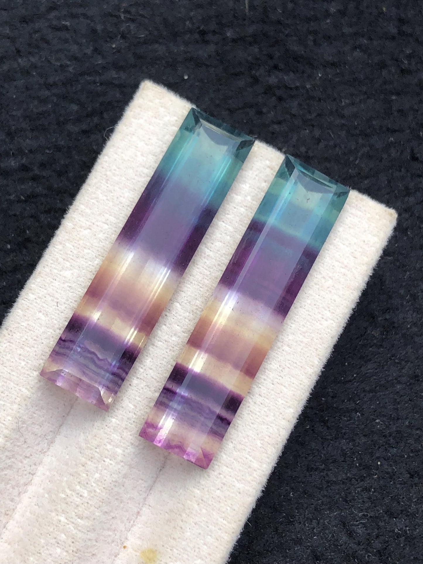 Rainbow Fluorite Cabochon Pair 35.50 ct - Calming Crystals for Energy Work