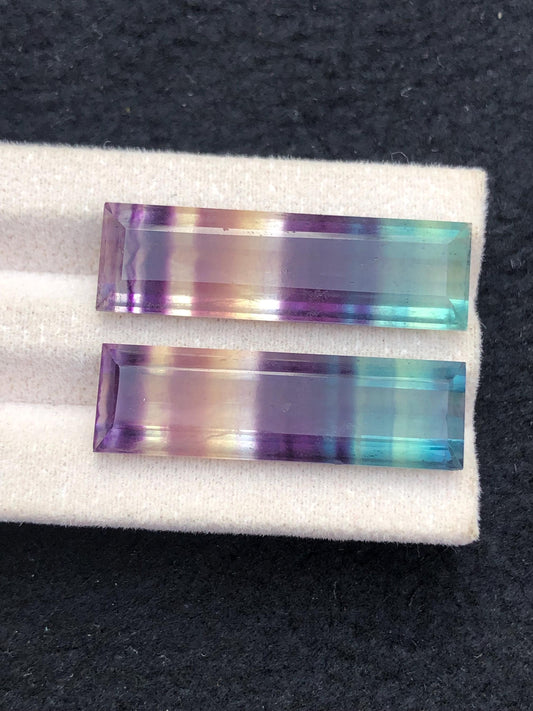 Rainbow Fluorite Cabochon Pair 43 ct - Peaceful Stones for Inner Balance