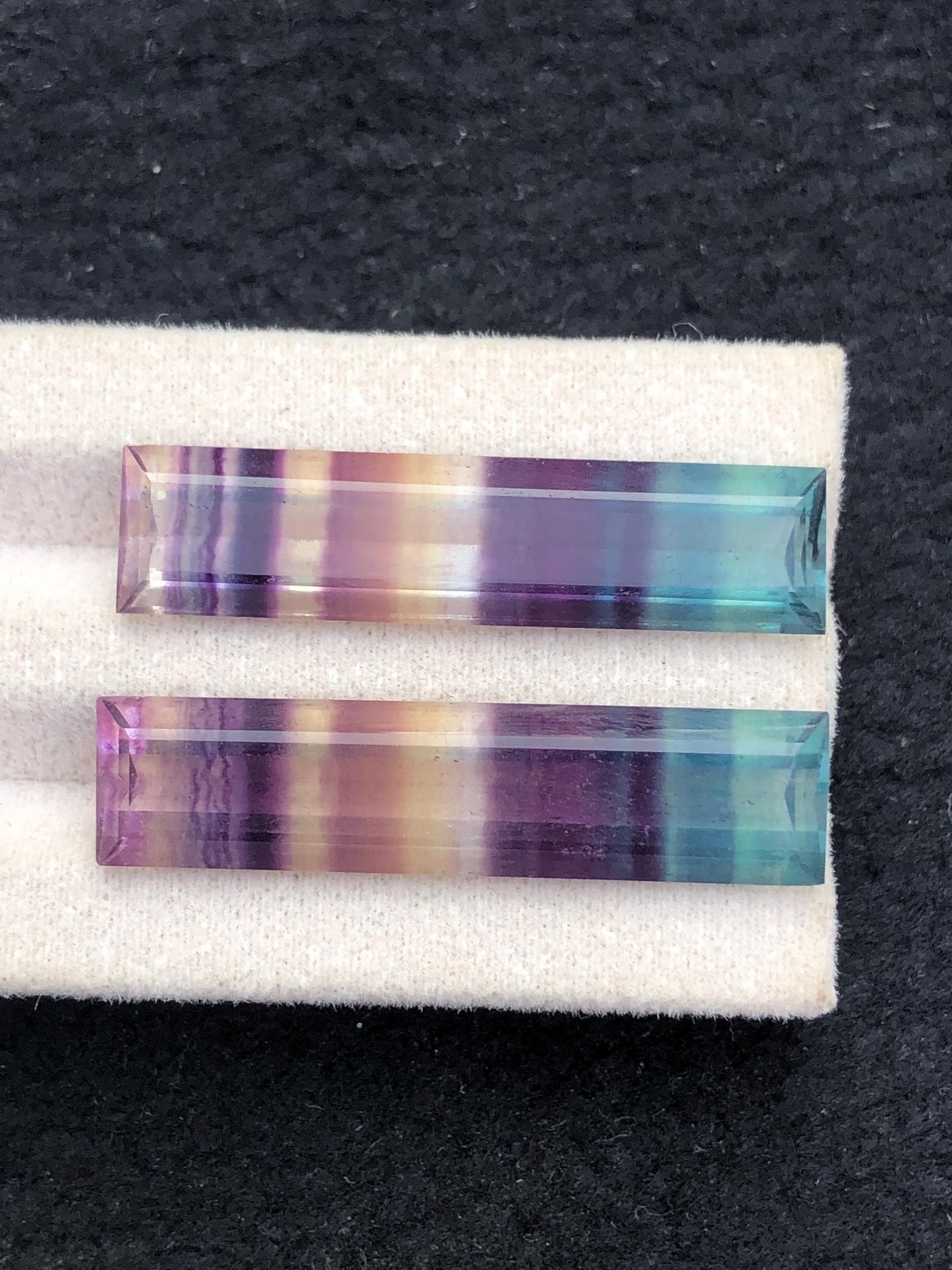 Rainbow Fluorite Cabochon Pair 35.50 ct - Calming Crystals for Energy Work