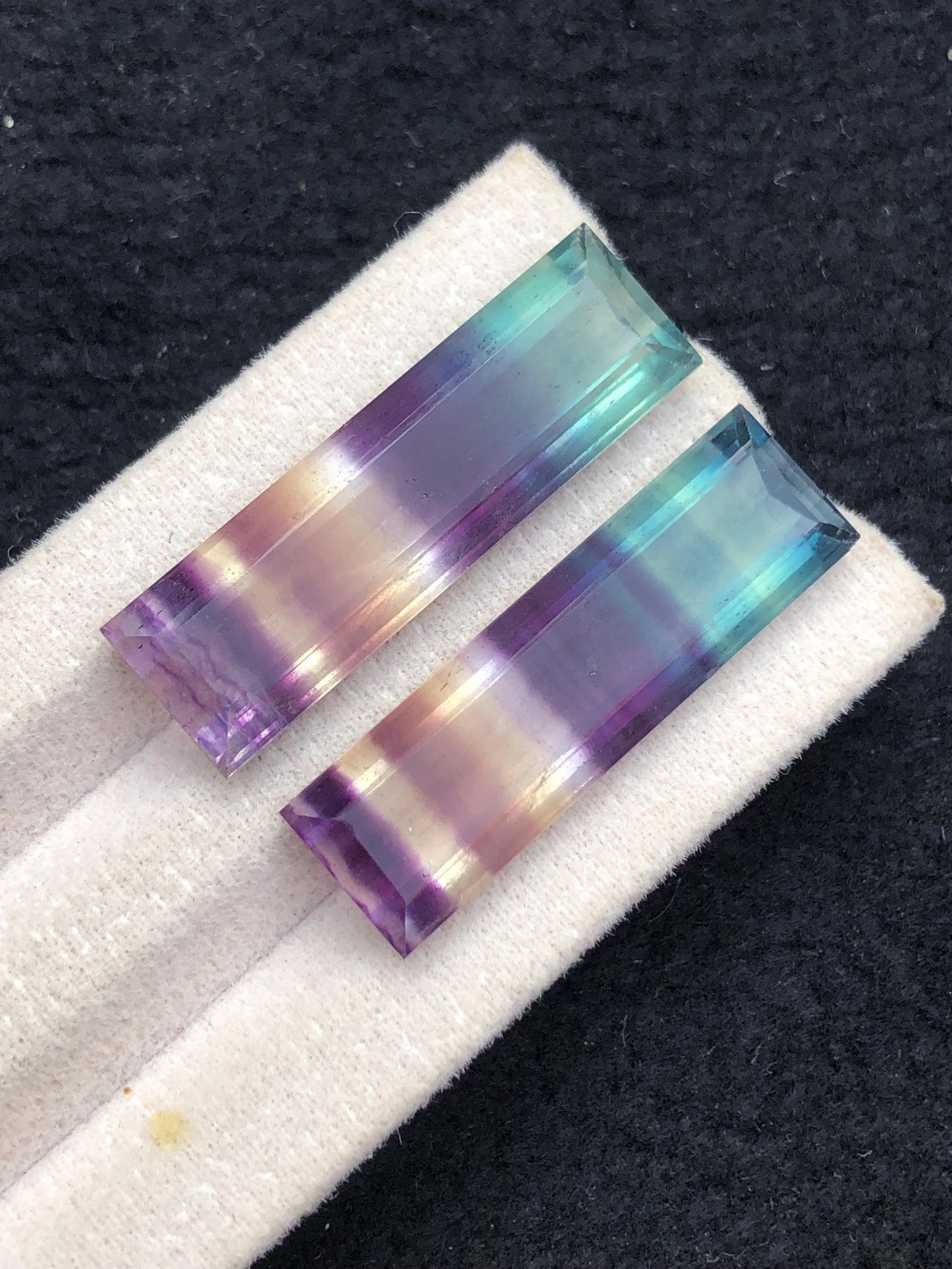 Rainbow Fluorite Cabochon Pair 43 ct - Peaceful Stones for Inner Balance