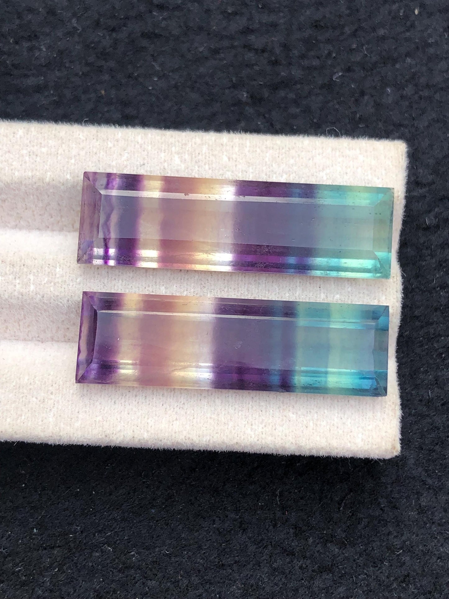 Rainbow Fluorite Cabochon Pair 43 ct - Peaceful Stones for Inner Balance