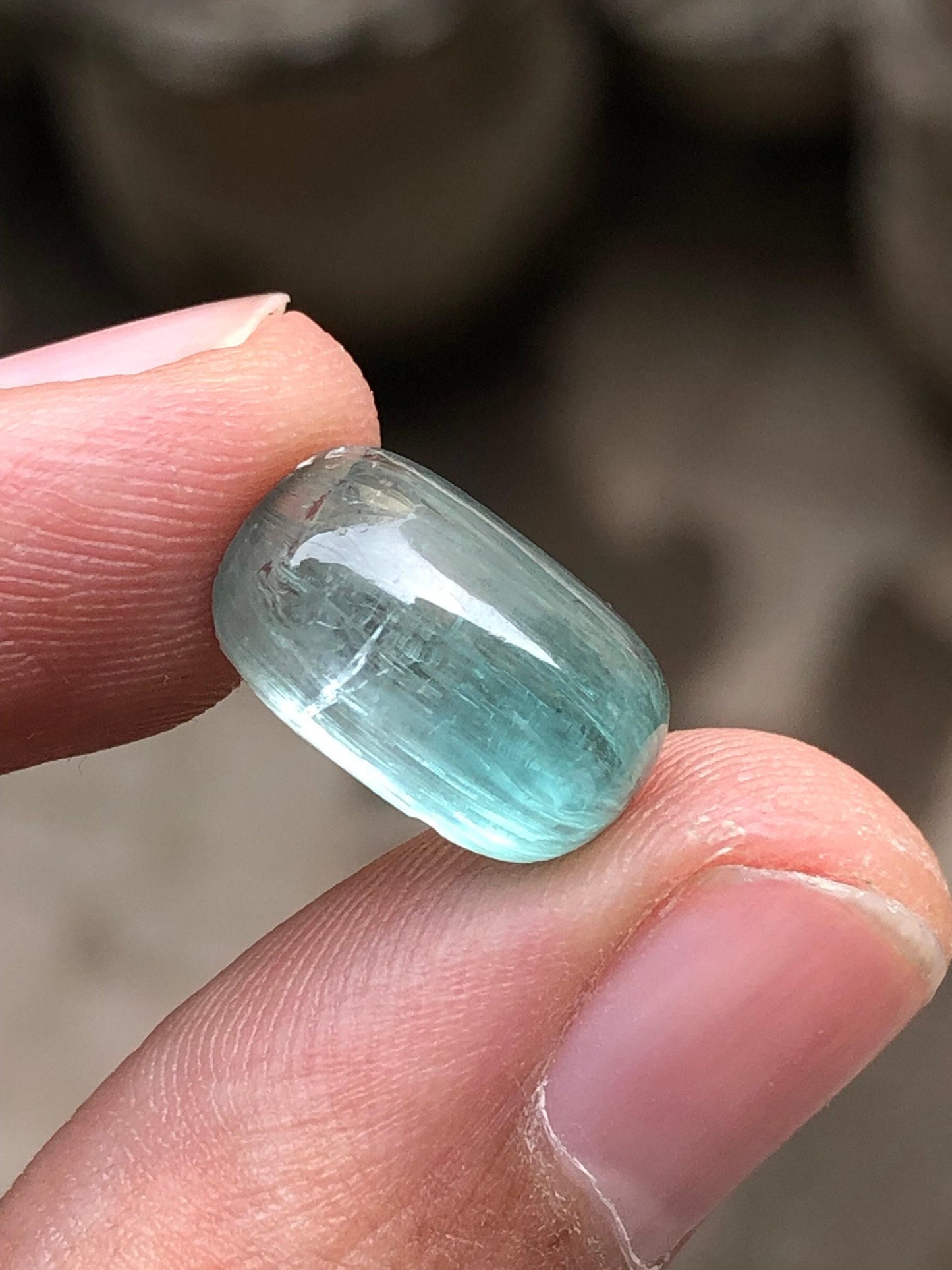 Blue Cat Eye Tourmaline Cabochon 6.70 ct - Glowing Gem of Intuition