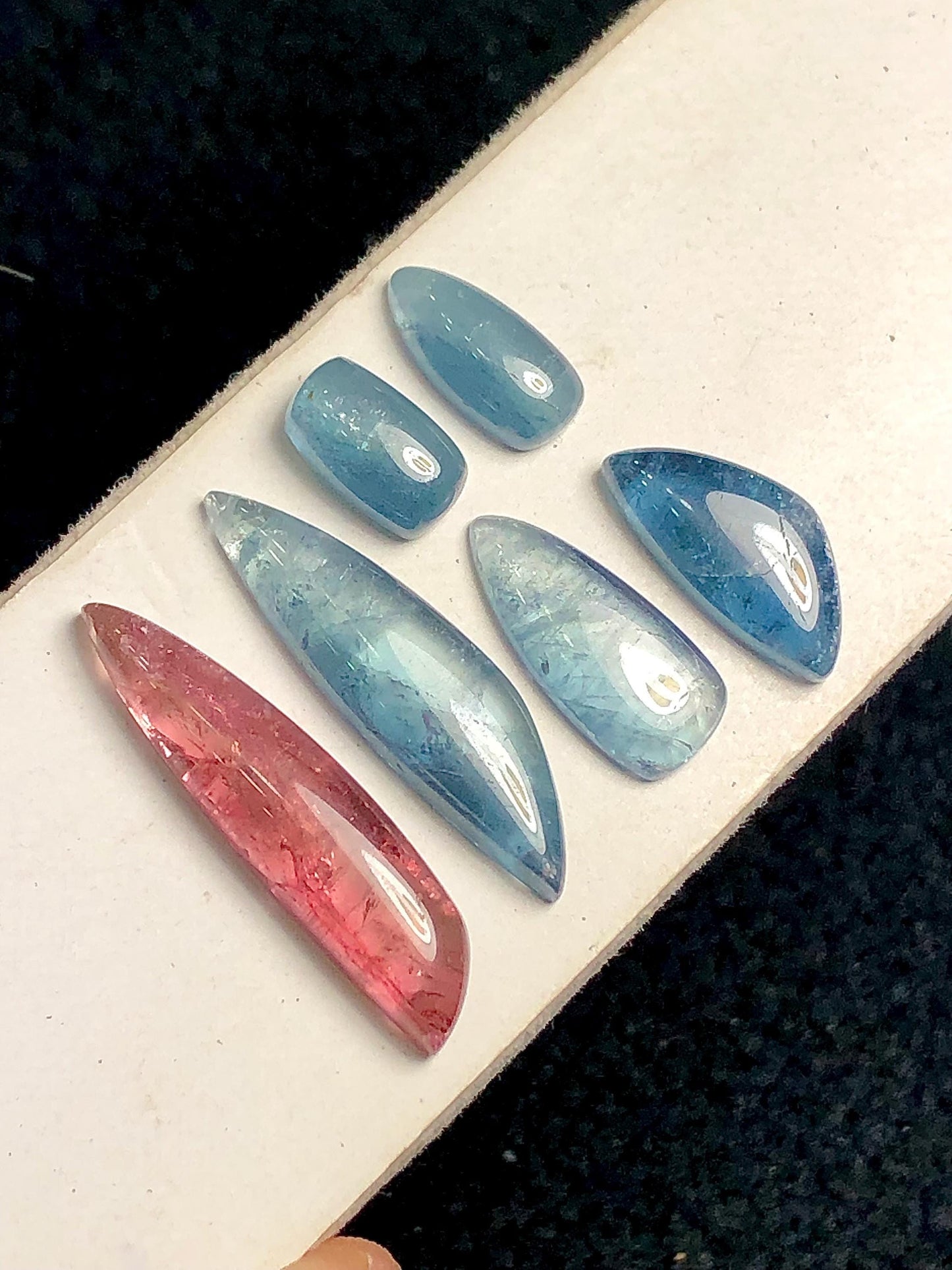 Indicolite Tourmaline Cabochon Lot 25 ct - Flat Back Gems for Jewelry Design