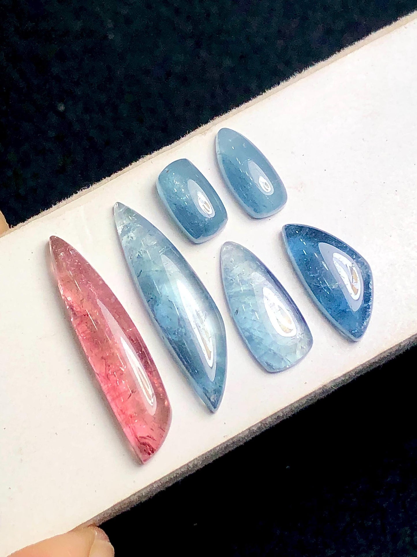 Indicolite Tourmaline Cabochon Lot 25 ct - Flat Back Gems for Jewelry Design
