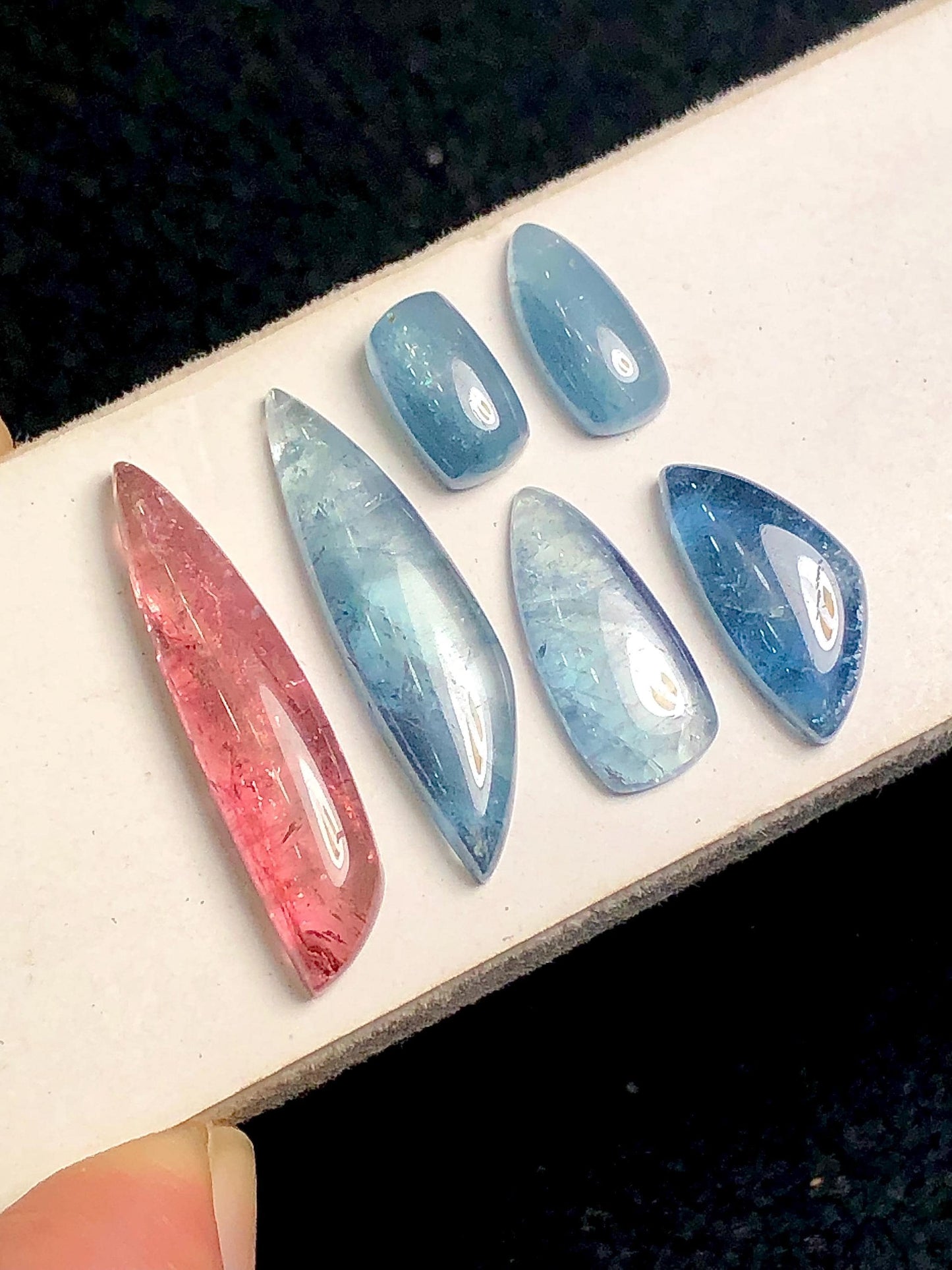 Indicolite Tourmaline Cabochon Lot 25 ct - Flat Back Gems for Jewelry Design