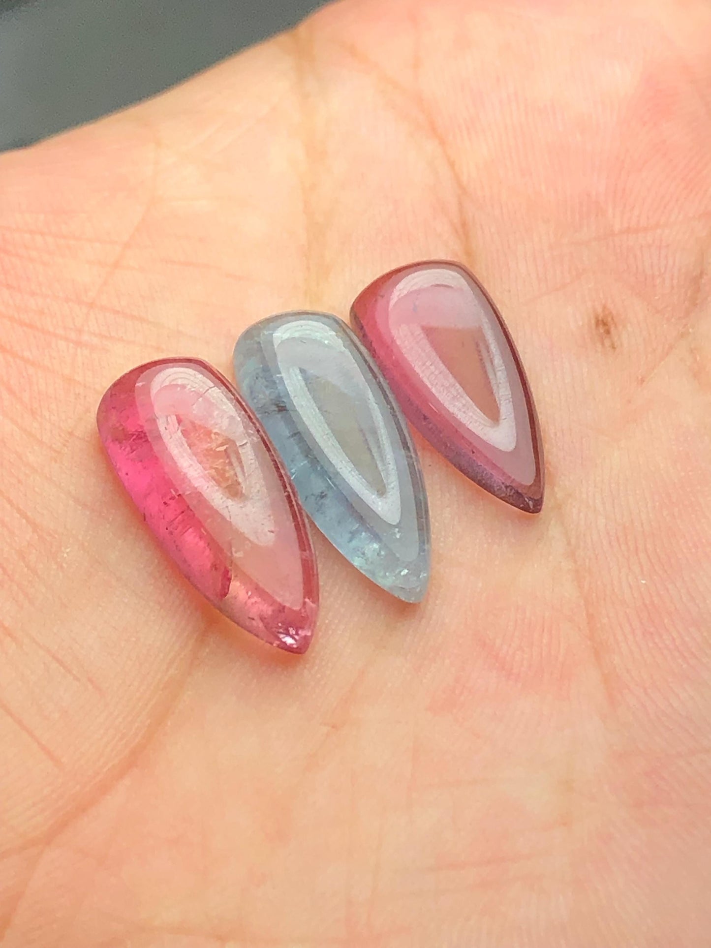 Pink Blue Tourmaline Cabochons 18 ct - Healing Stones for Creative Jewelry