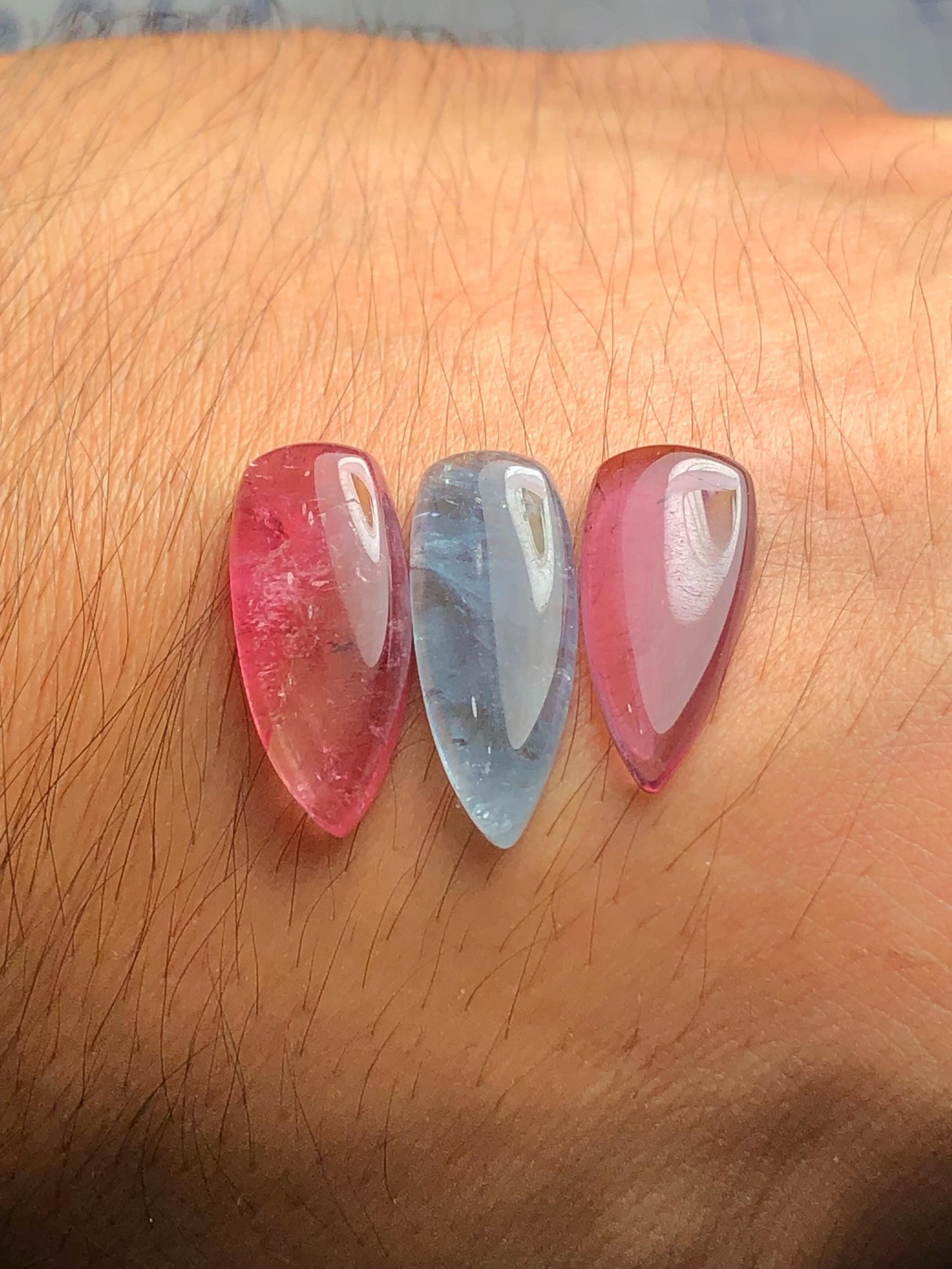 Pink Blue Tourmaline Cabochons 18 ct - Healing Stones for Creative Jewelry