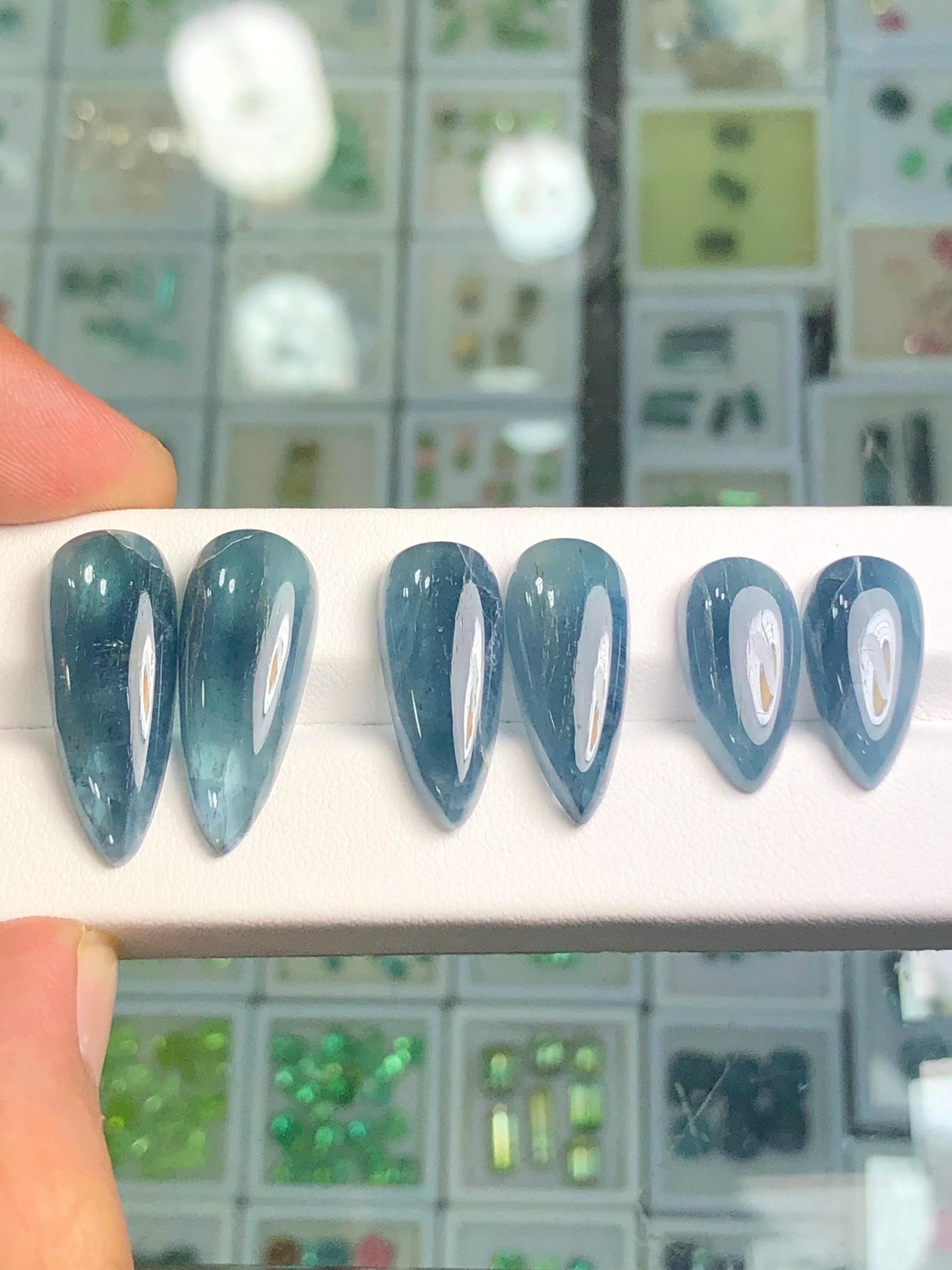 Indicolite Tourmaline Cabochon Pairs 60 ct - Natural Afghan Stones for Jewelers