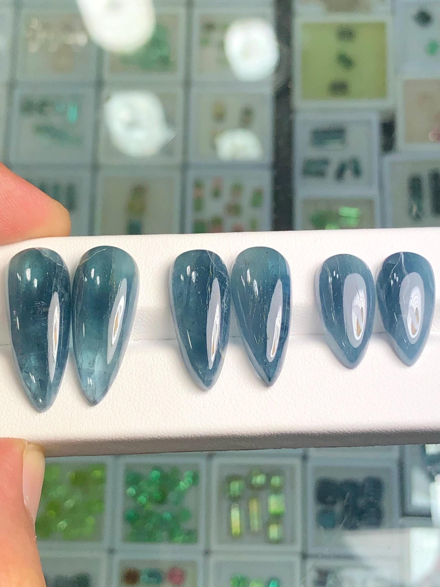 Indicolite Tourmaline Cabochon Pairs 60 ct - Natural Afghan Stones for Jewelers