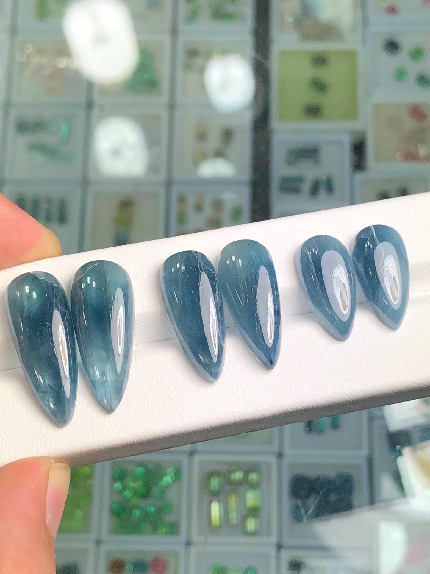 Indicolite Tourmaline Cabochon Pairs 60 ct - Natural Afghan Stones for Jewelers