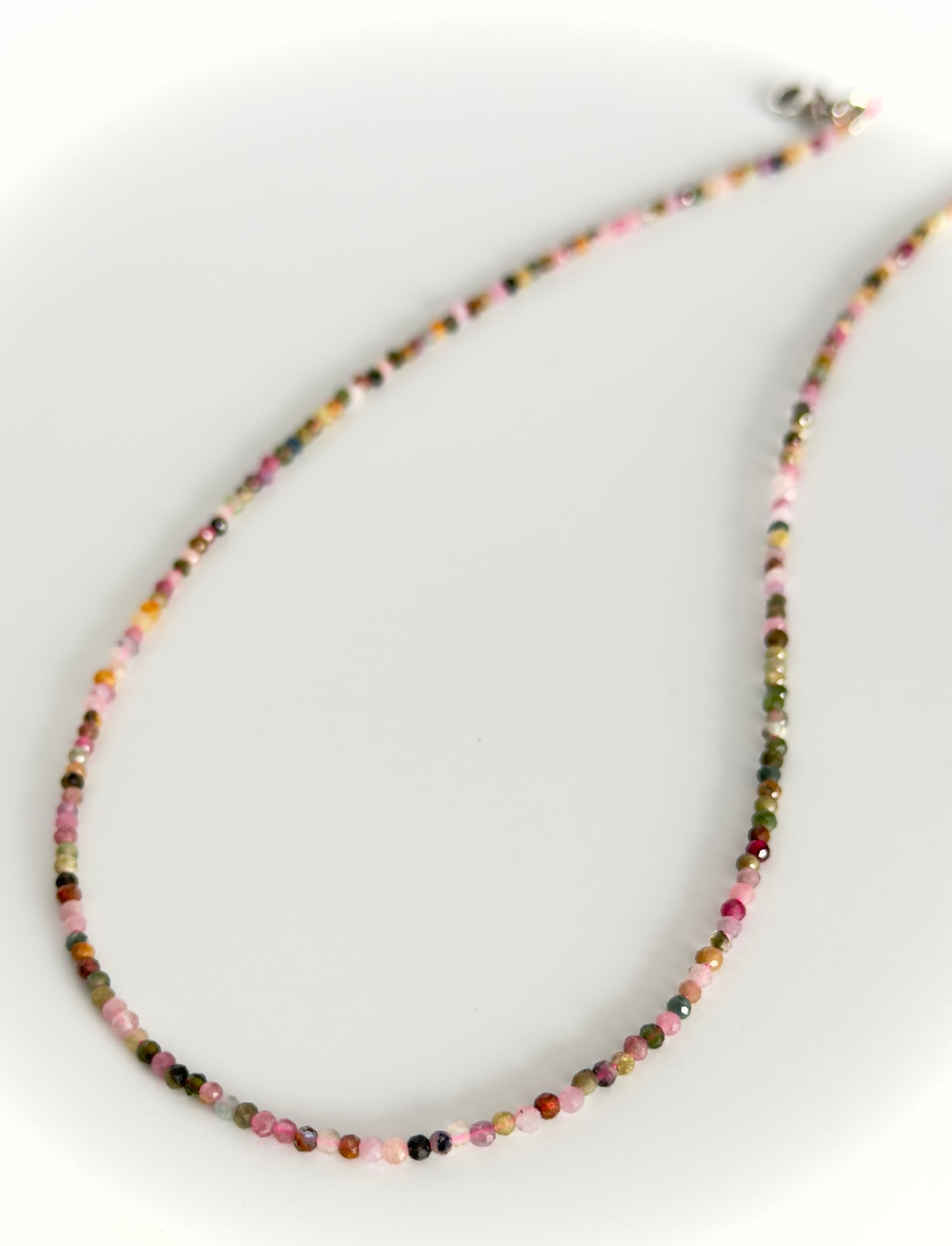 Natural Multi Color Tourmaline Necklace – Tiny Faceted Gemstone Beads