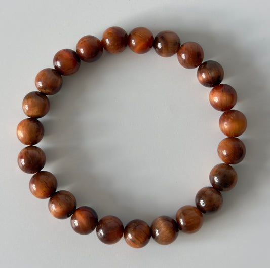 Red Tiger Eye Beaded Bracelet – Natural Gemstone Stretch Bracelet