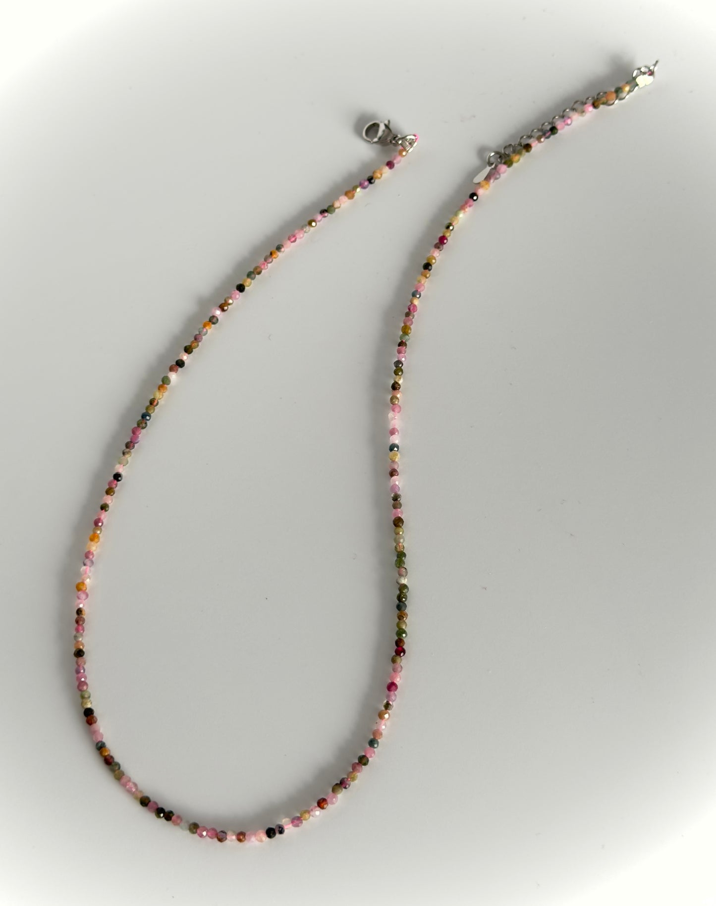 Natural Multi Color Tourmaline Necklace – Tiny Faceted Gemstone Beads