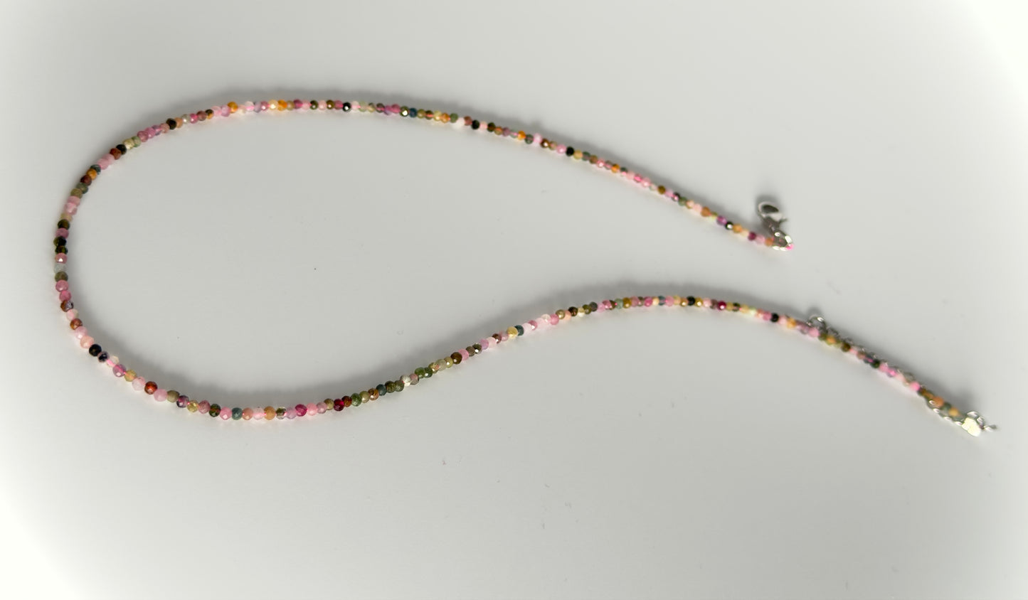 Natural Multi Color Tourmaline Necklace – Tiny Faceted Gemstone Beads