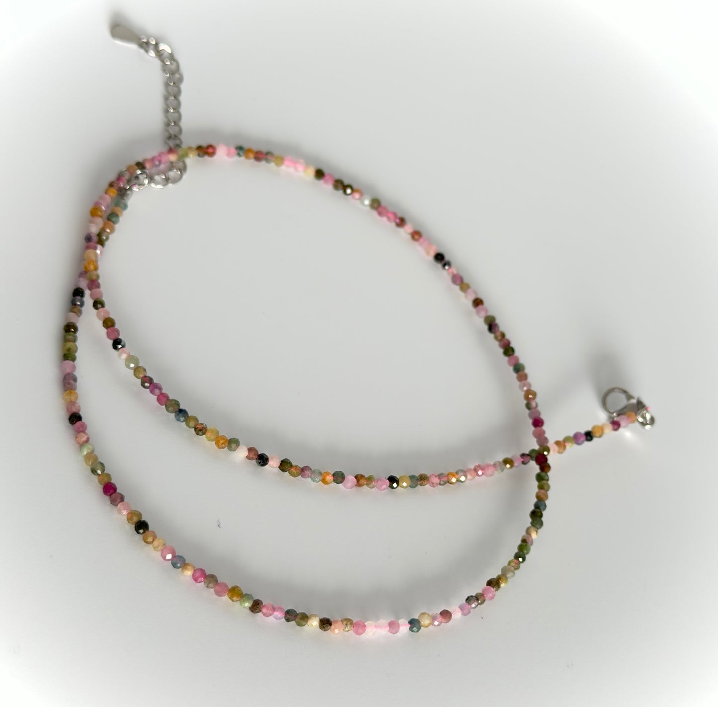 Natural Multi Color Tourmaline Necklace – Tiny Faceted Gemstone Beads