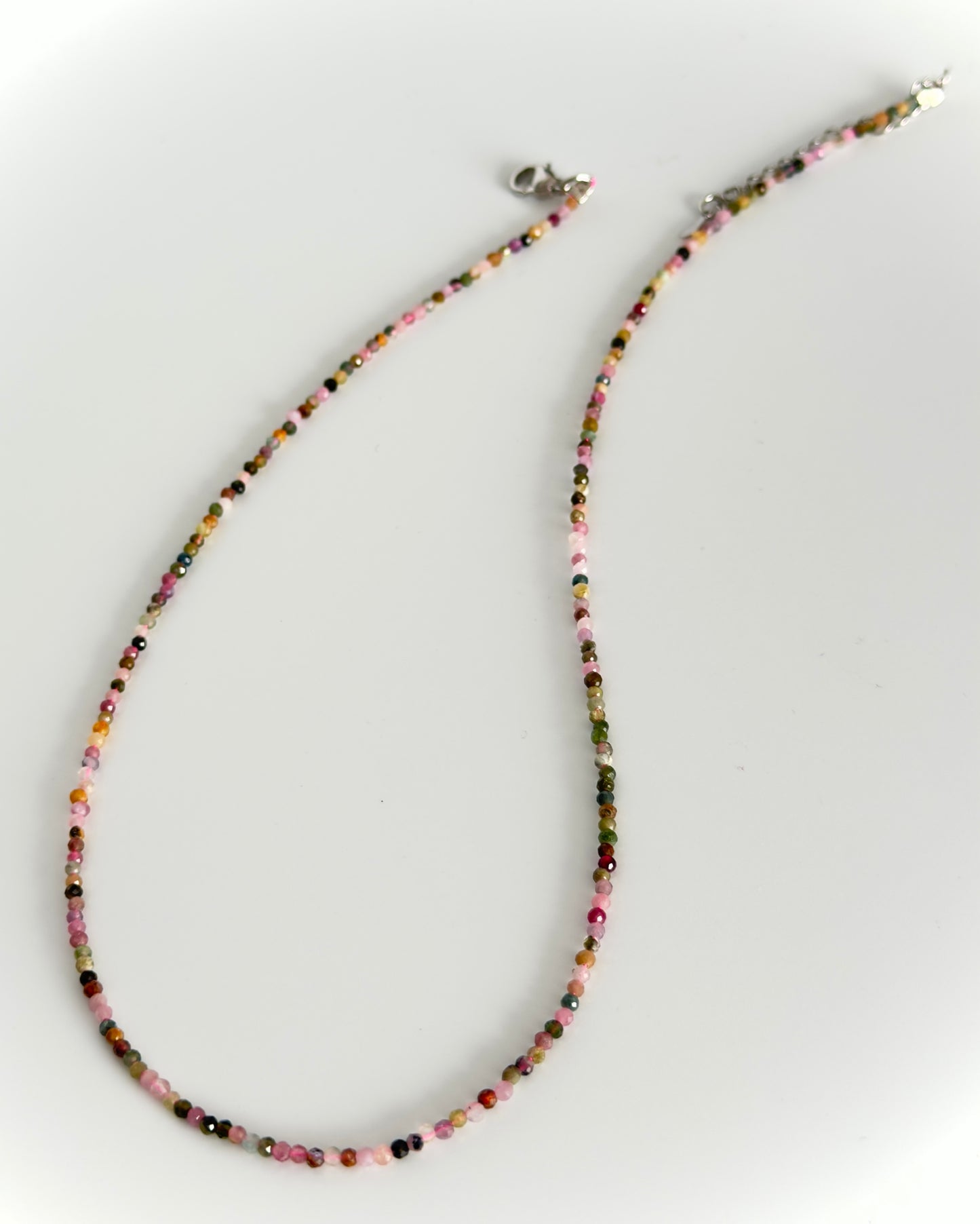 Natural Multi Color Tourmaline Necklace – Tiny Faceted Gemstone Beads