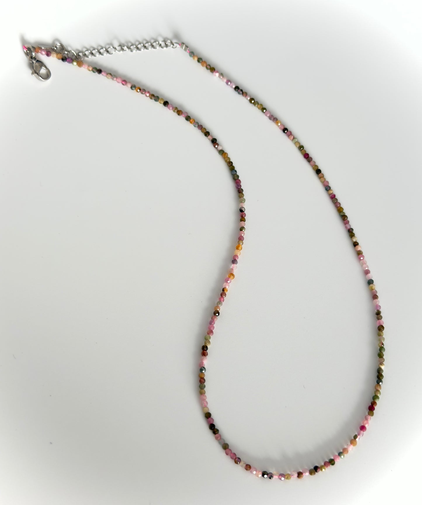 Natural Multi Color Tourmaline Necklace – Tiny Faceted Gemstone Beads