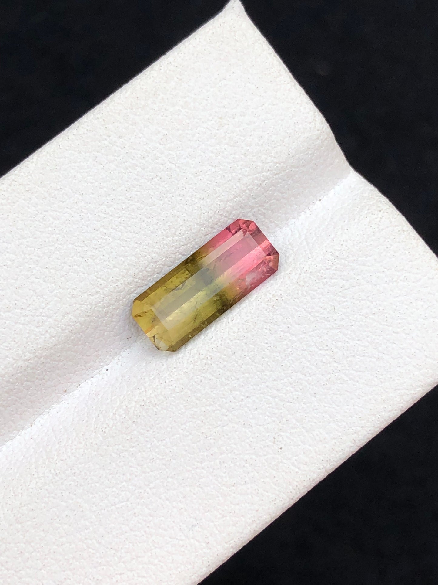 1.95 carat gorgeous emerald cut bi colour tourmaline