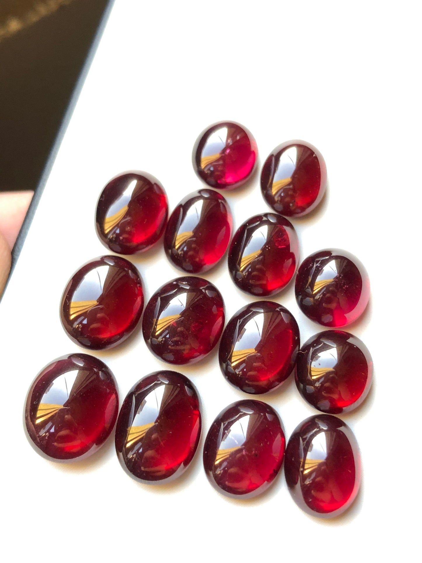 83.60 carats natural rhodolite garnet cabochons smaller 10mm longer 13mm length size