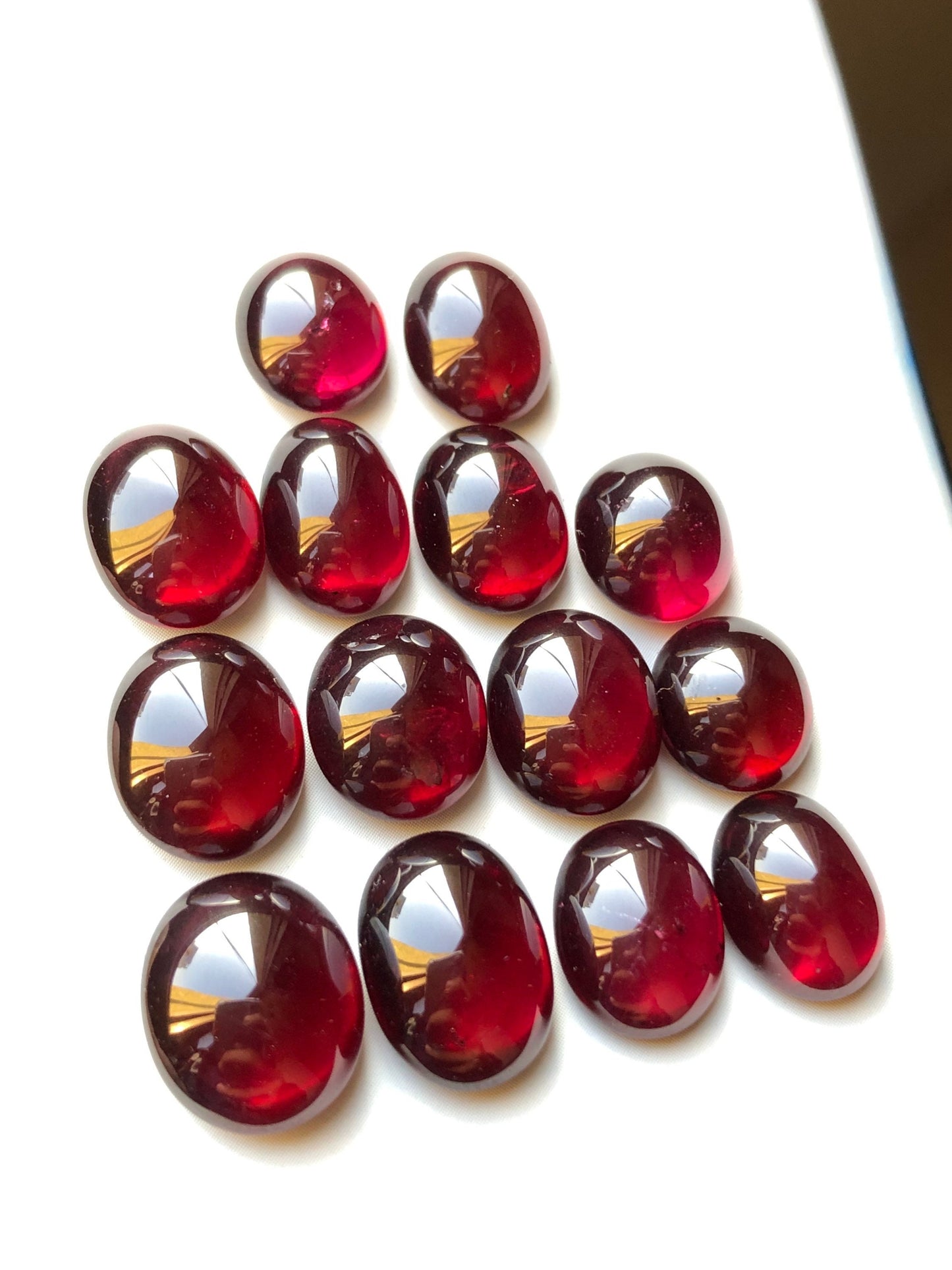 83.60 carats natural rhodolite garnet cabochons smaller 10mm longer 13mm length size