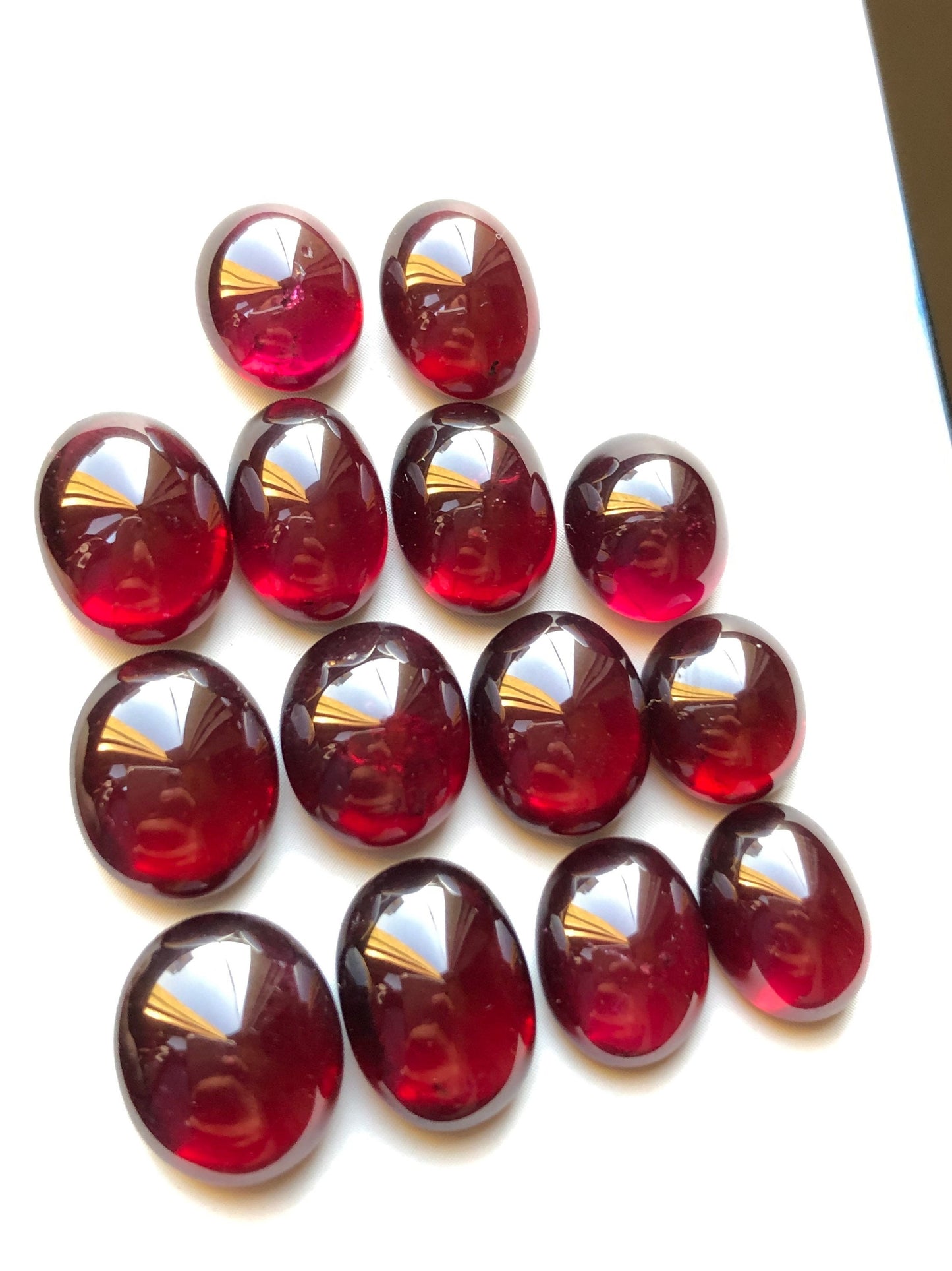 83.60 carats natural rhodolite garnet cabochons smaller 10mm longer 13mm length size