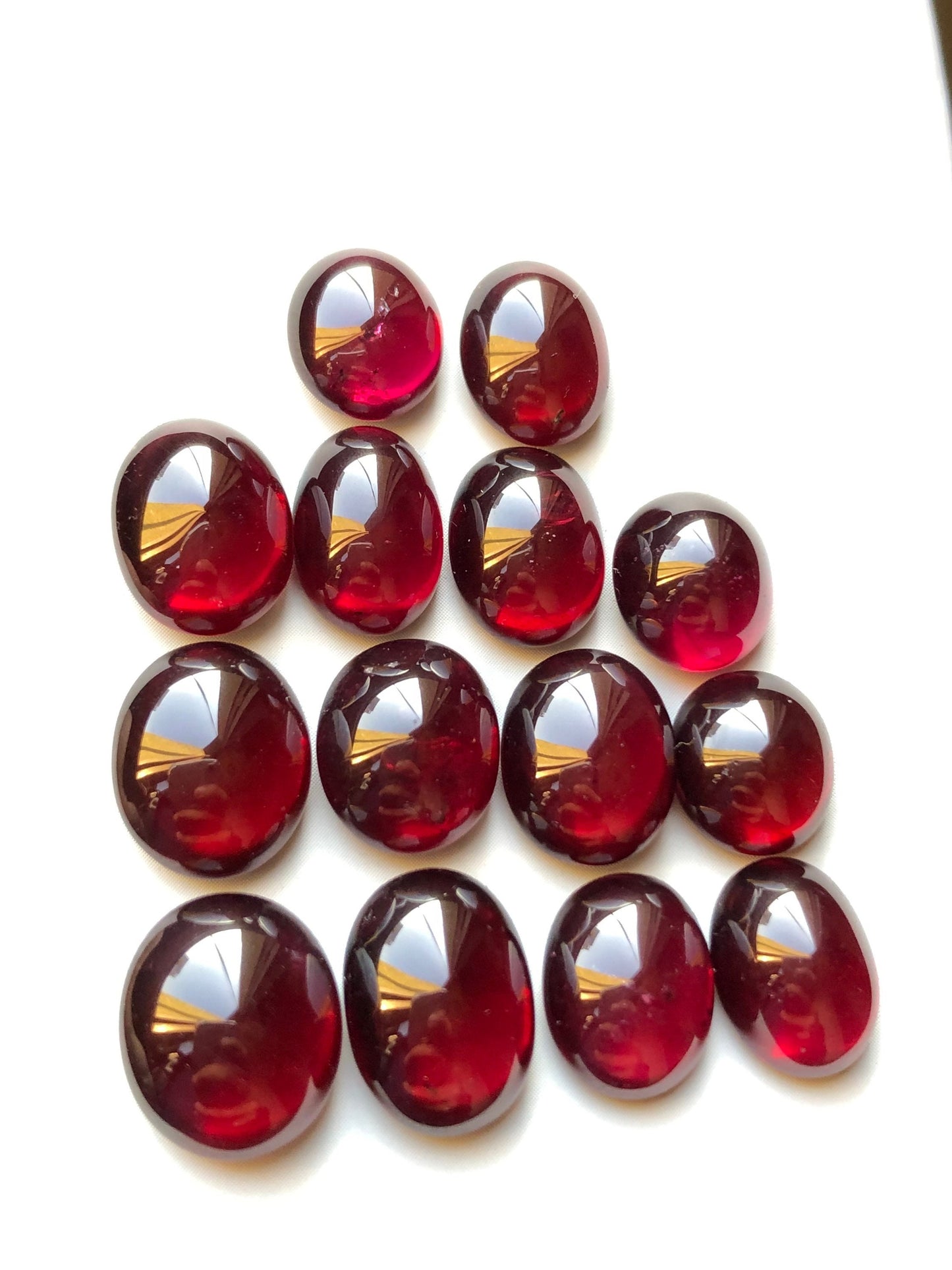 83.60 carats natural rhodolite garnet cabochons smaller 10mm longer 13mm length size