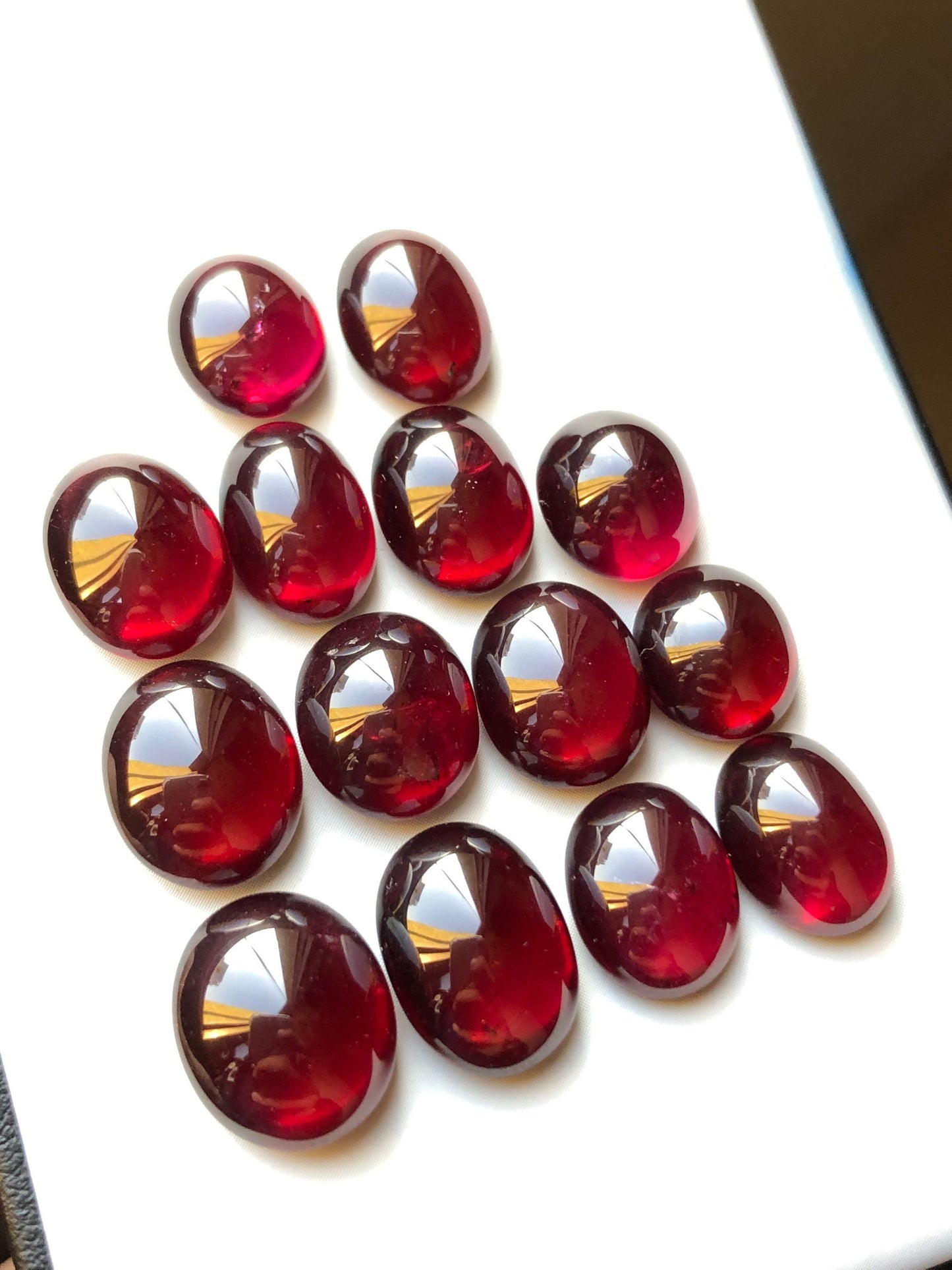 83.60 carats natural rhodolite garnet cabochons smaller 10mm longer 13mm length size