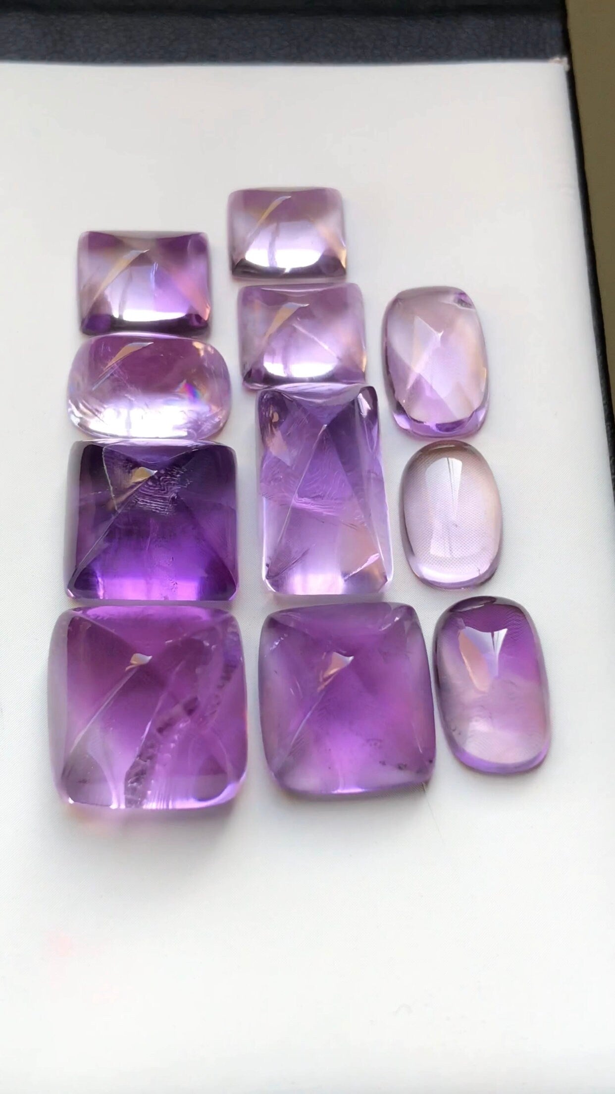 Sugar loaf shape amethyst cabochons flat back