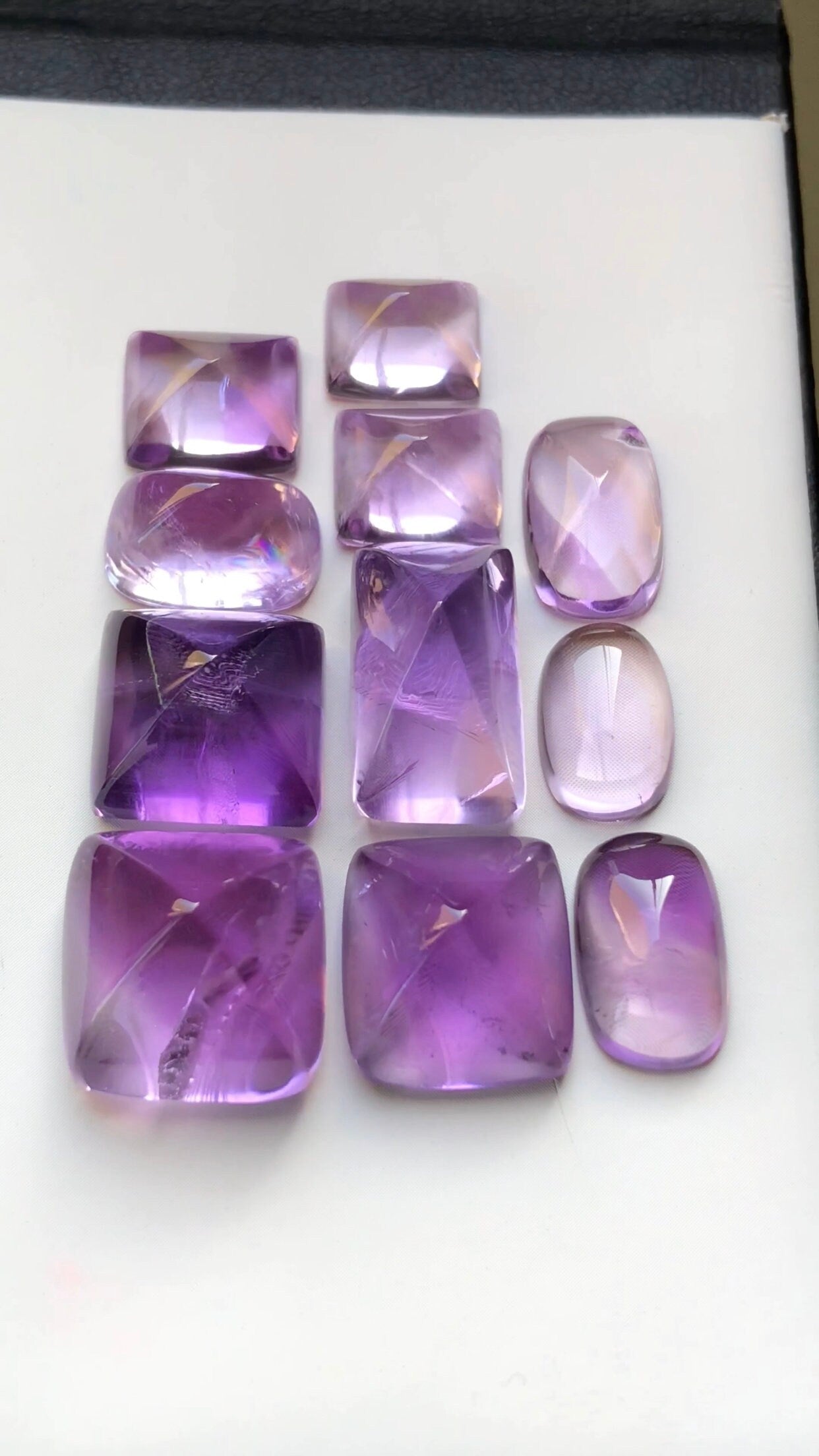 Sugar loaf shape amethyst cabochons flat back