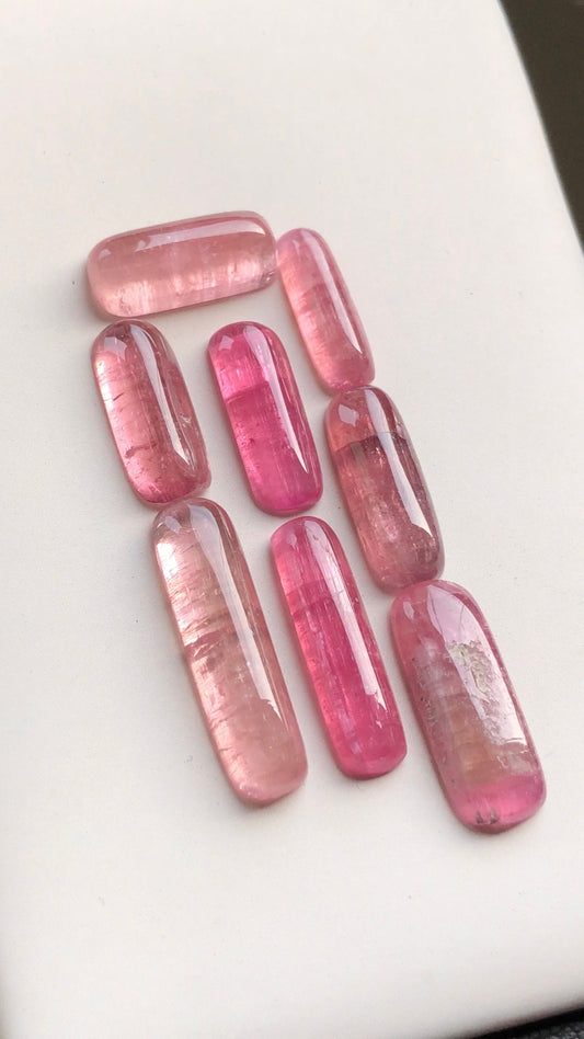 34.80 carats oval shaped pink tourmaline cabochons flat back