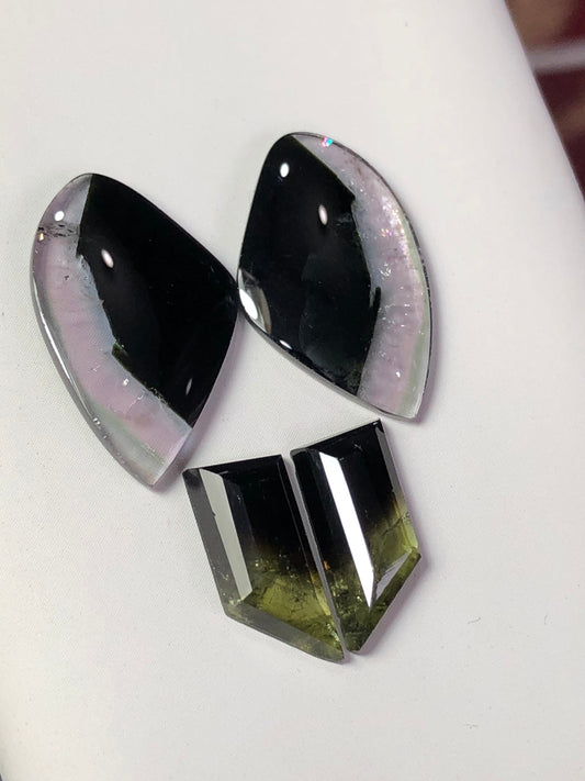 16.30 carats very beautiful natural tourmaline pairs available smaller pair:12.5mm longer pair 20mm