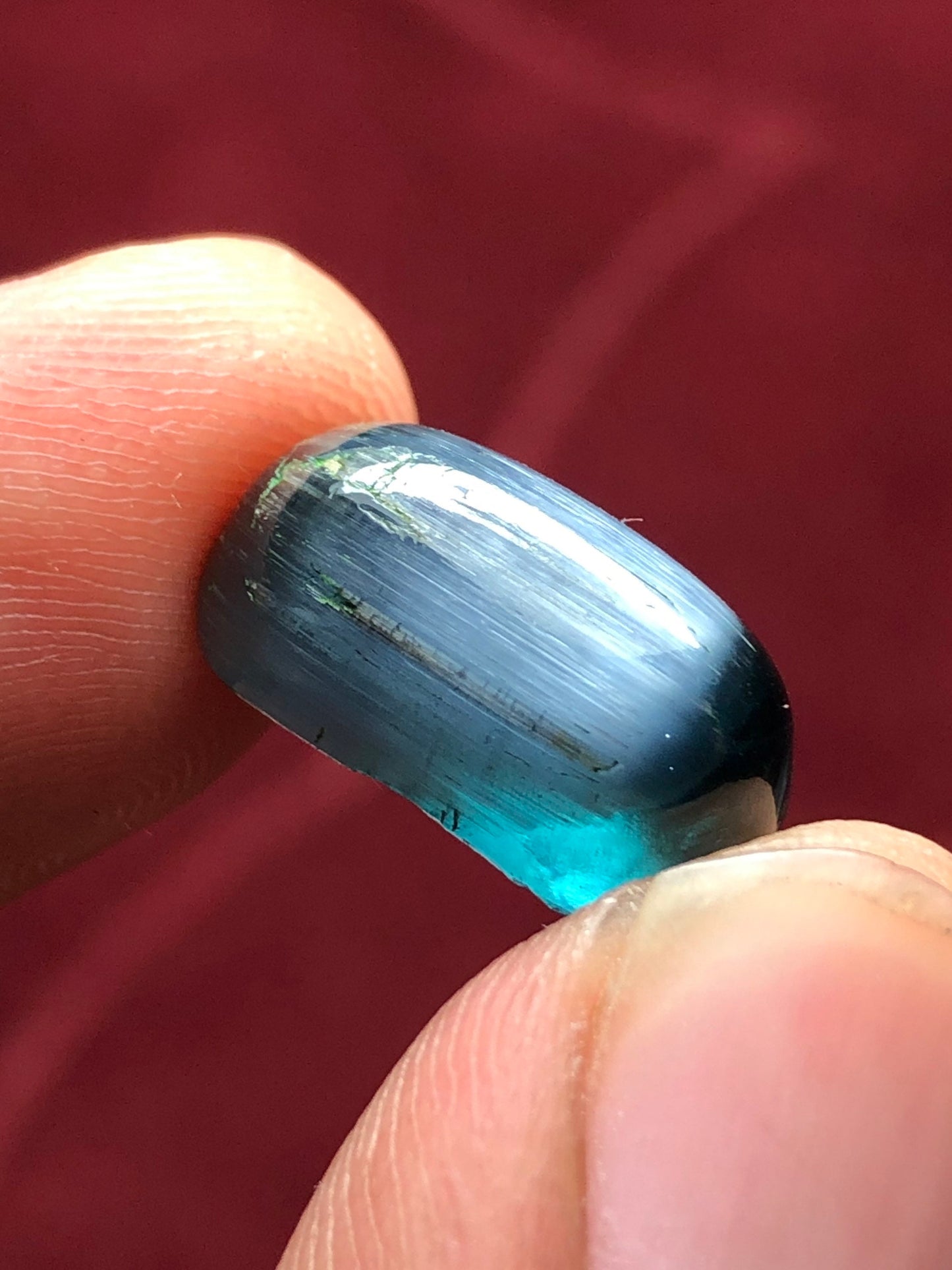 11 carat string cats eye tourmaline cabochon available 16*9*7mm is dimension