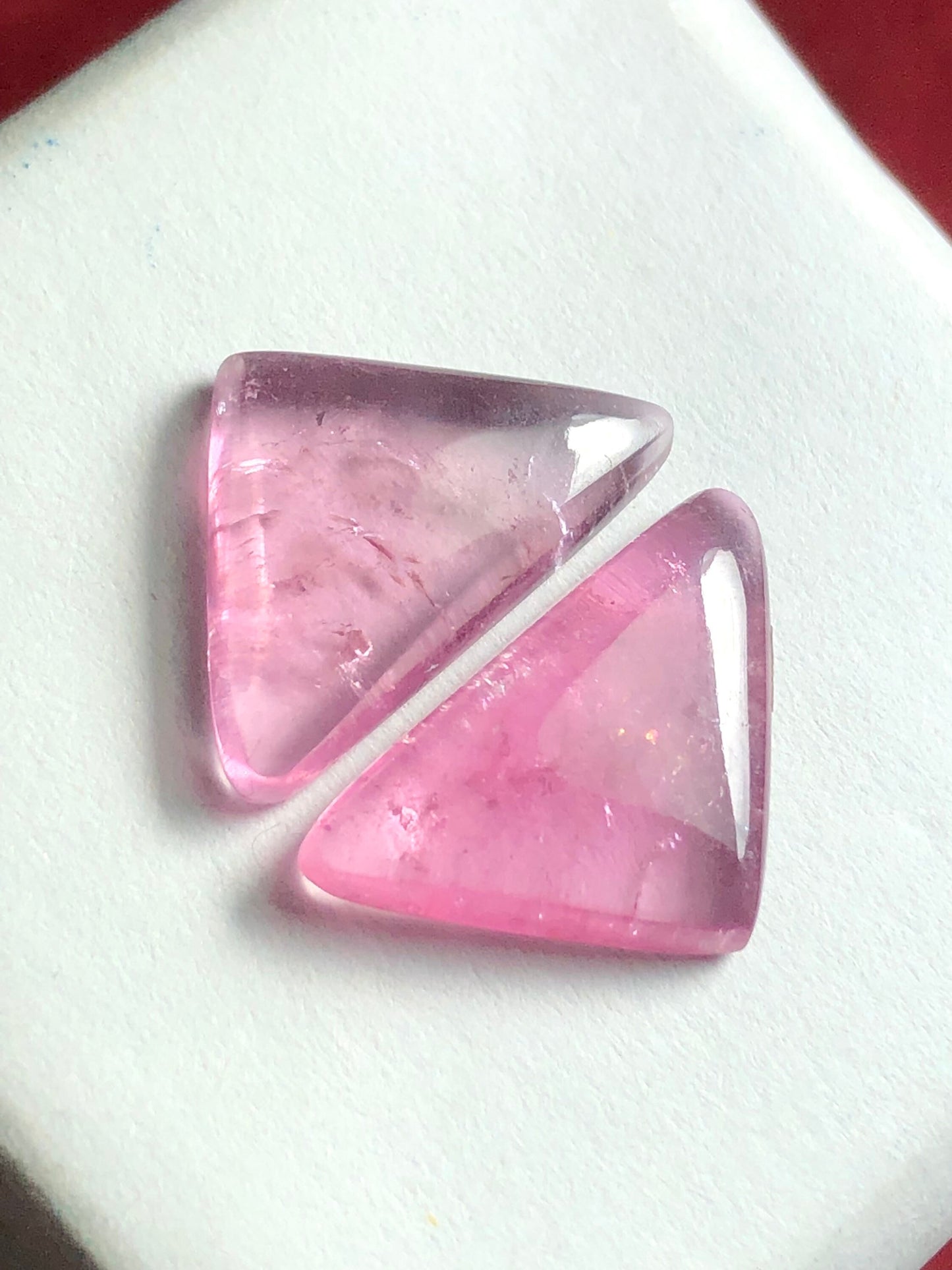 Light pink tourmaline cabochon pair flat back origin Afghanistan