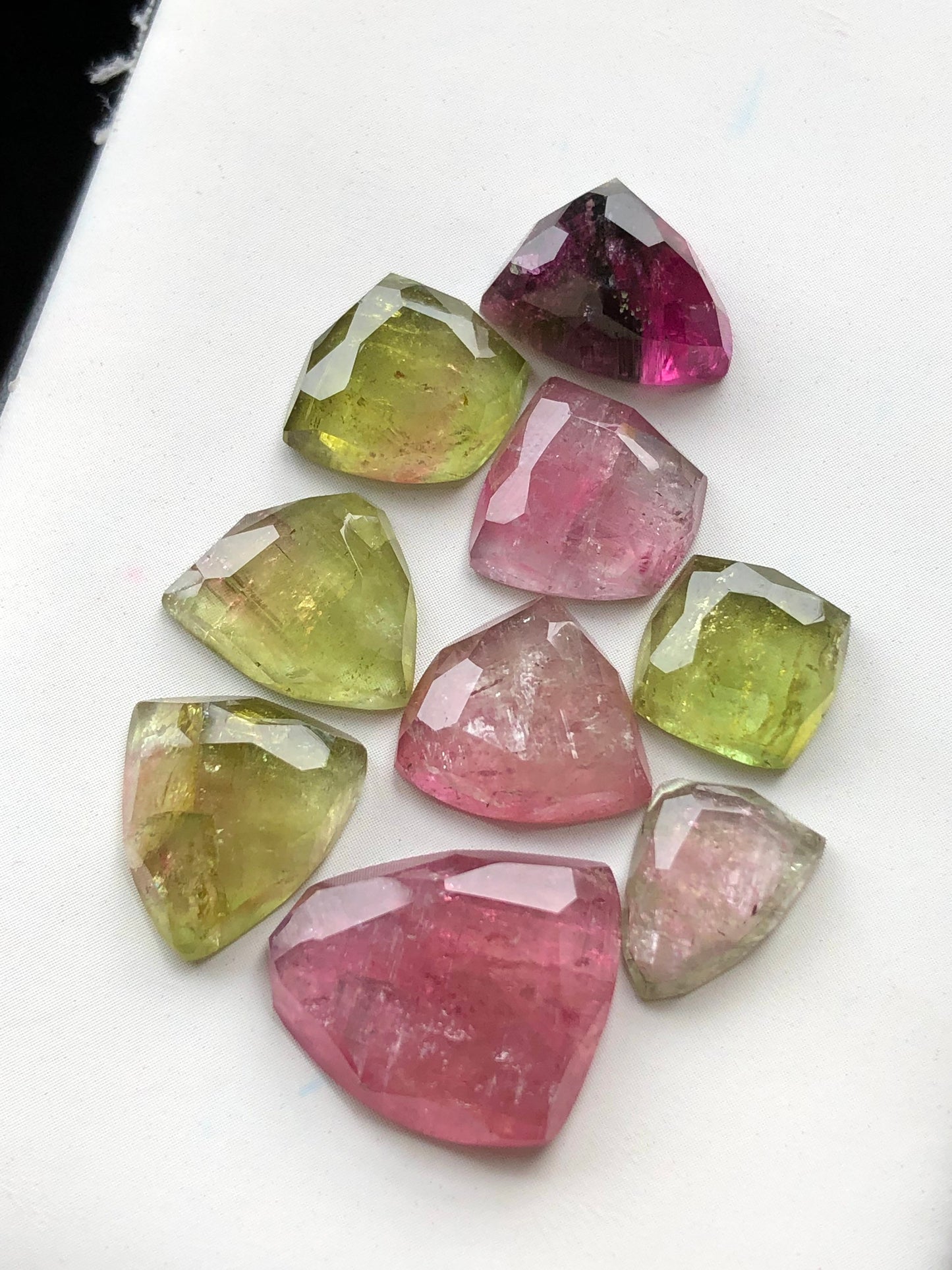 Tourmaline rose cuts 48.50 carats multi colours flat back