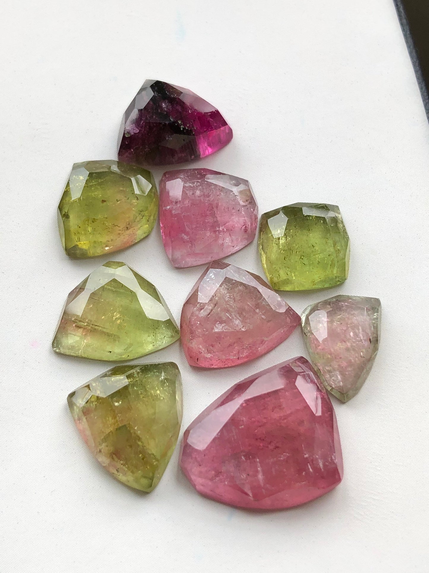 Tourmaline rose cuts 48.50 carats multi colours flat back