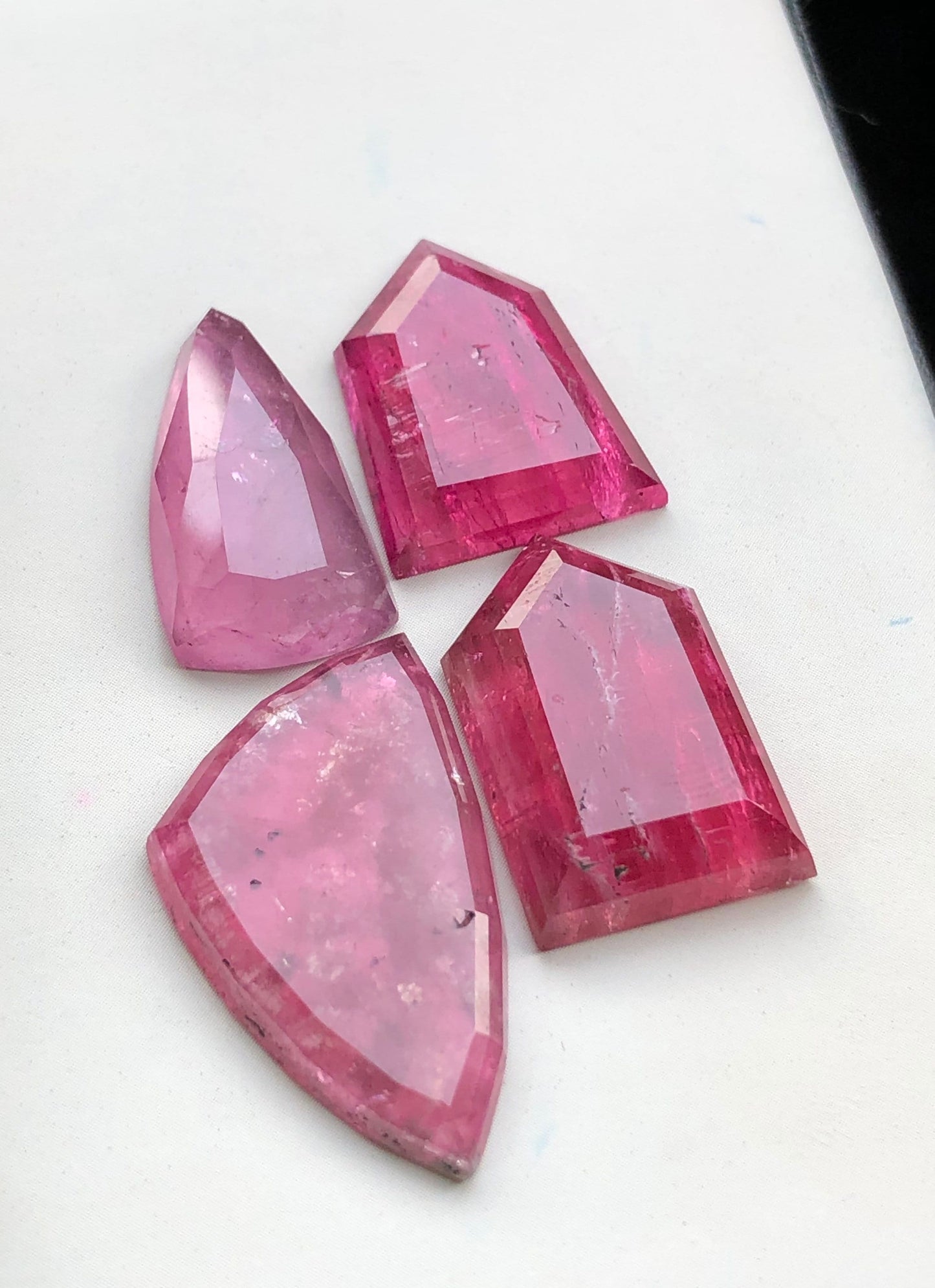 hot pink tourmaline rose cuts 47.80 carats flat back