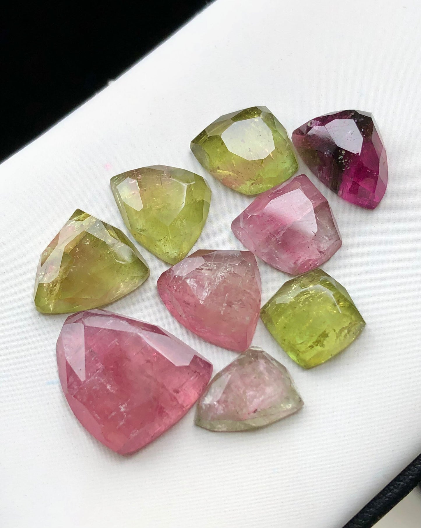 Tourmaline rose cuts 48.50 carats multi colours flat back