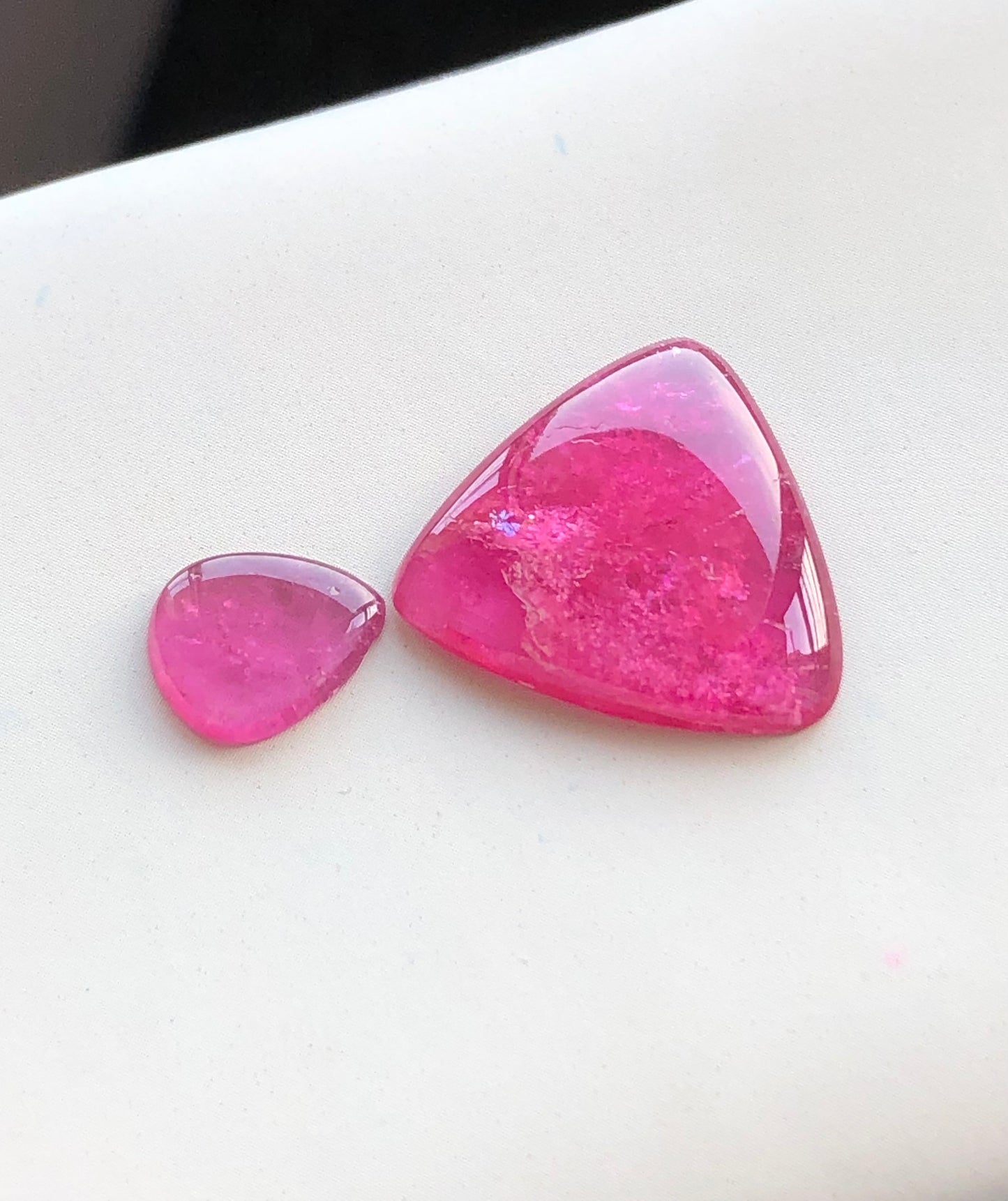 Hot pink tourmaline cabochons flat back origin Afghanistan