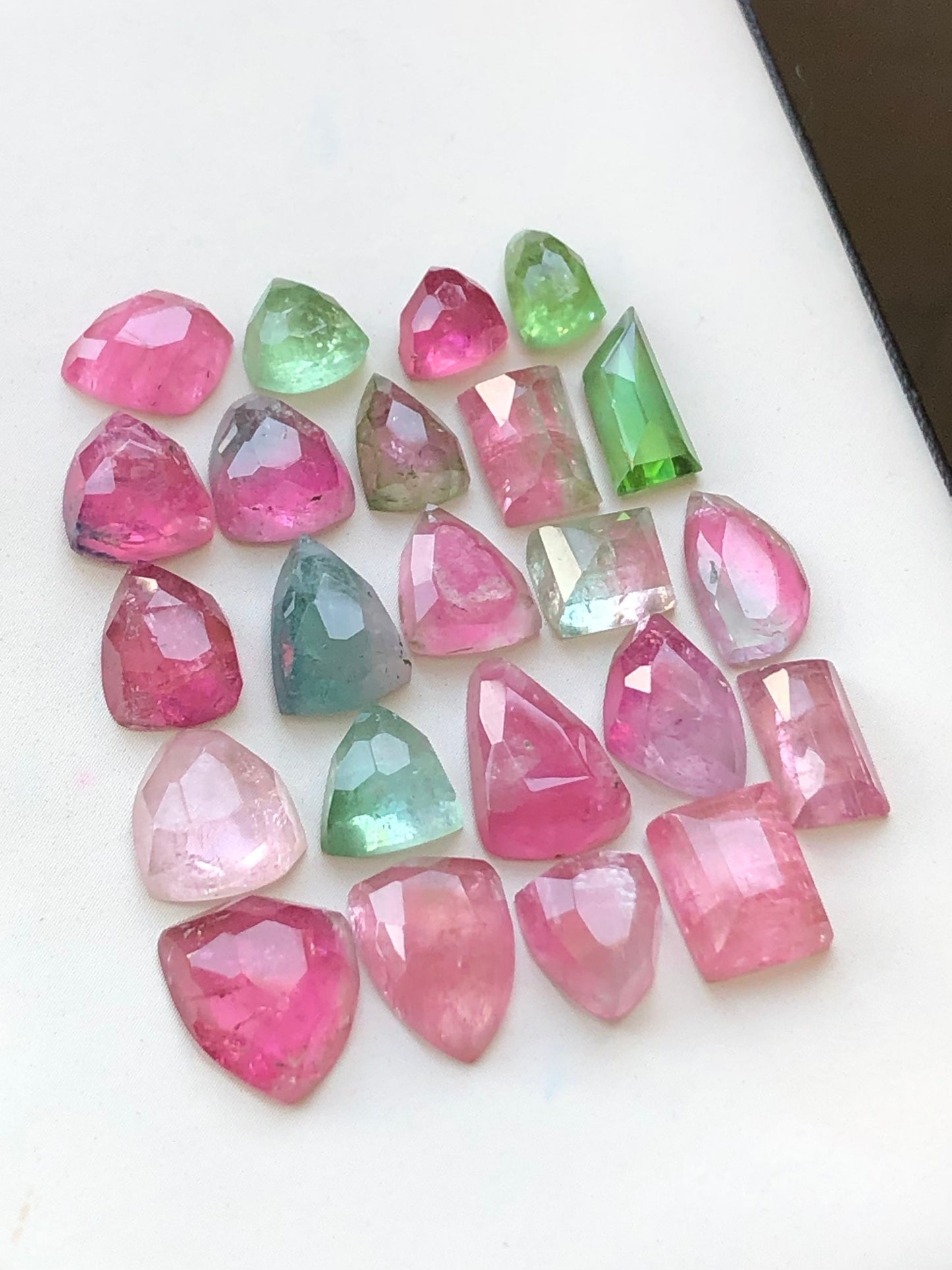 Multi colours tourmaline rose cuts flat back