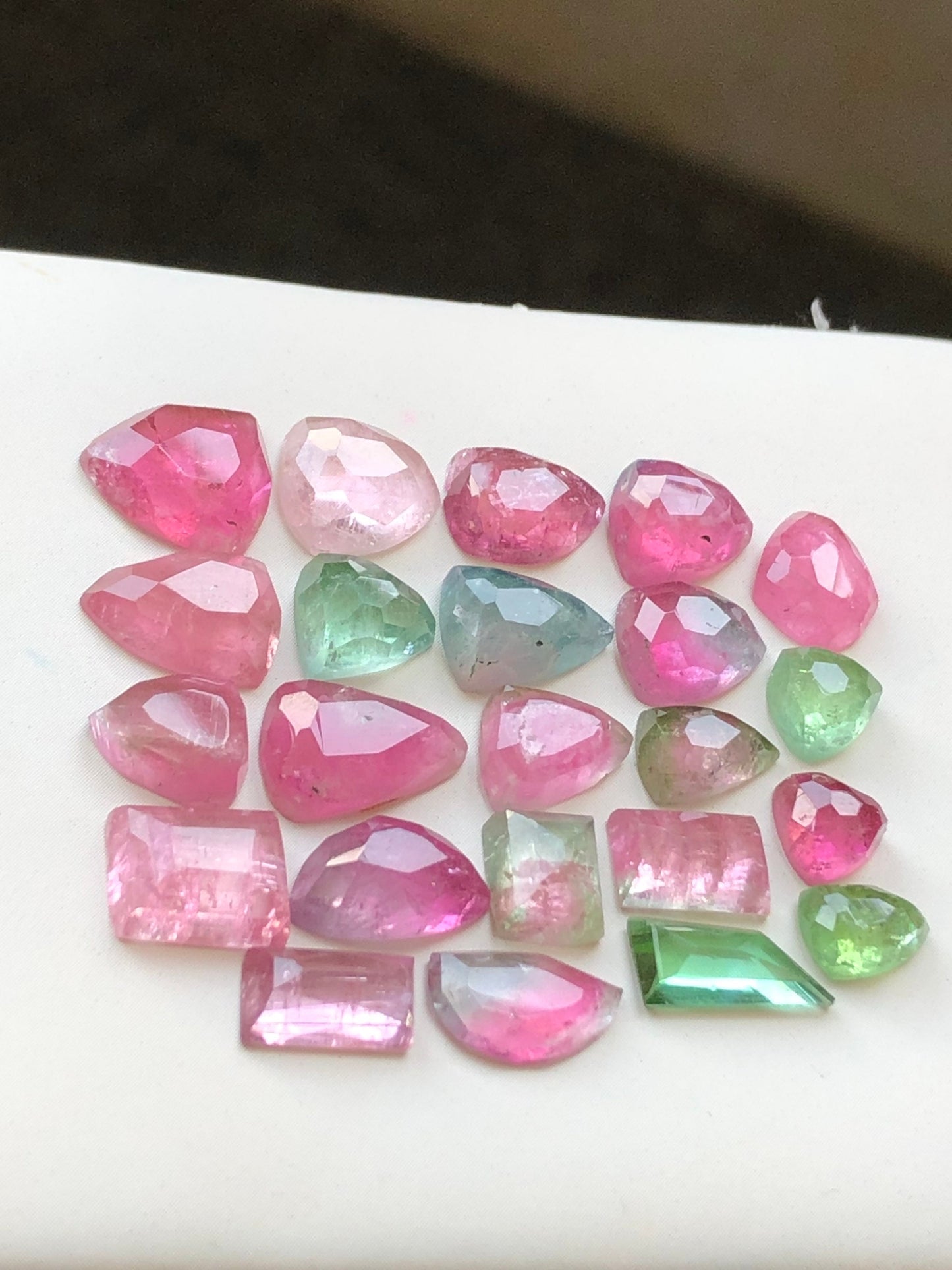 Multi colours tourmaline rose cuts flat back