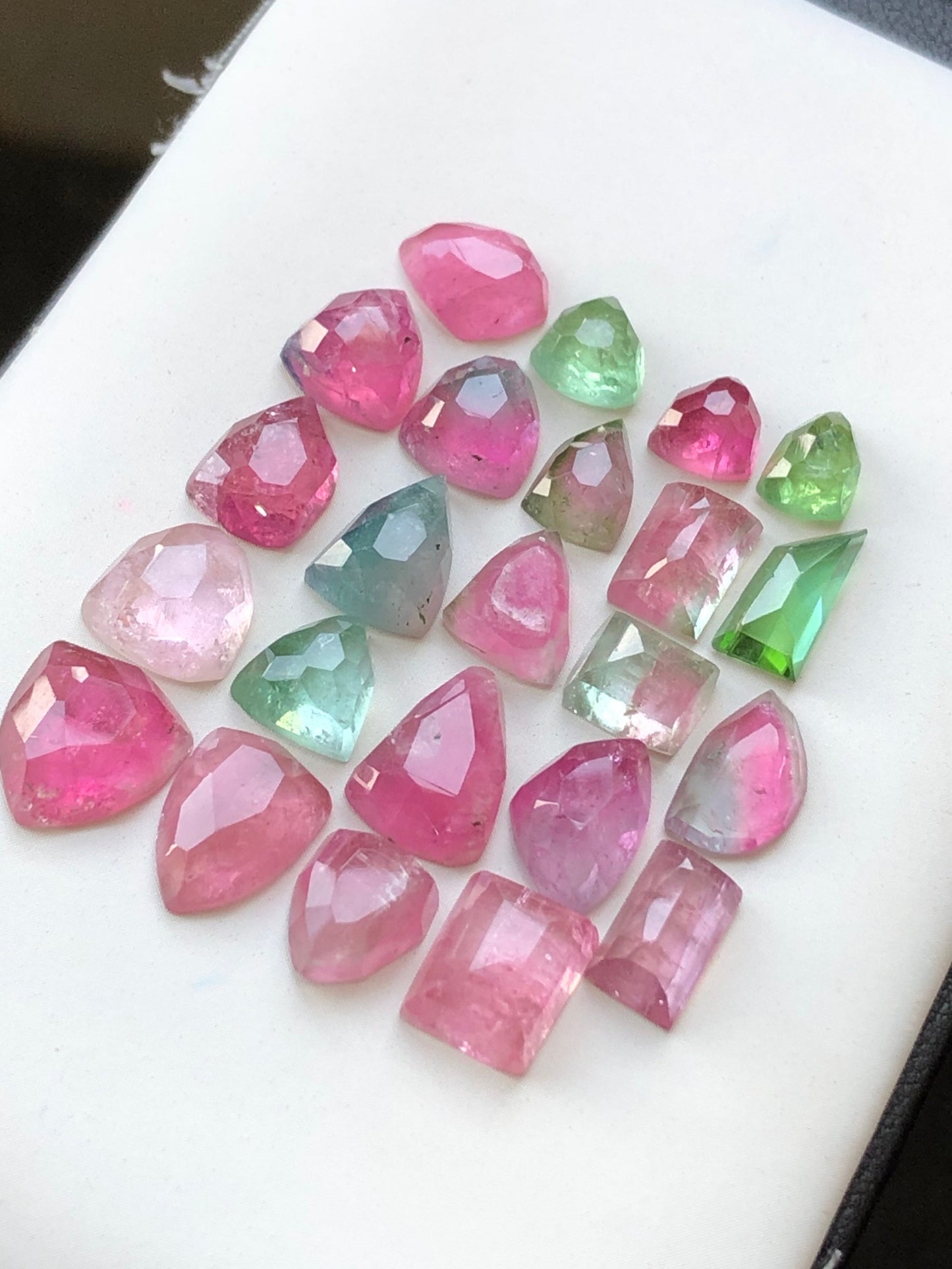 Multi colours tourmaline rose cuts flat back