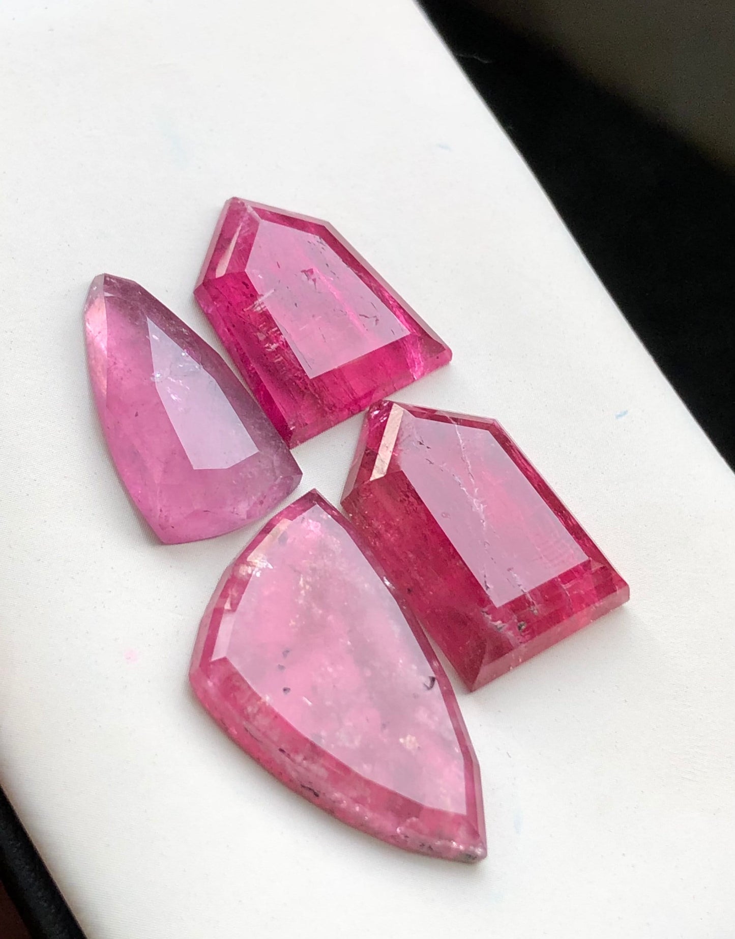 hot pink tourmaline rose cuts 47.80 carats flat back