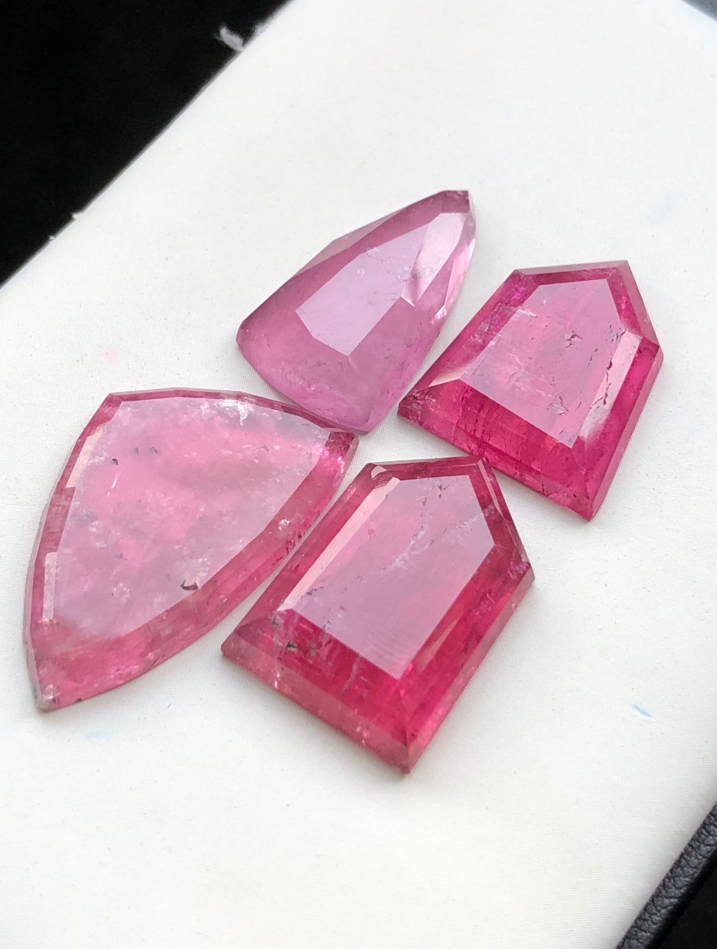 hot pink tourmaline rose cuts 47.80 carats flat back