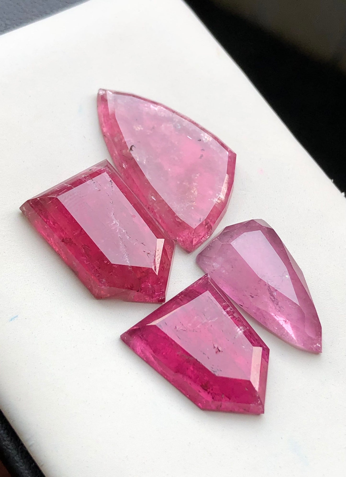 hot pink tourmaline rose cuts 47.80 carats flat back