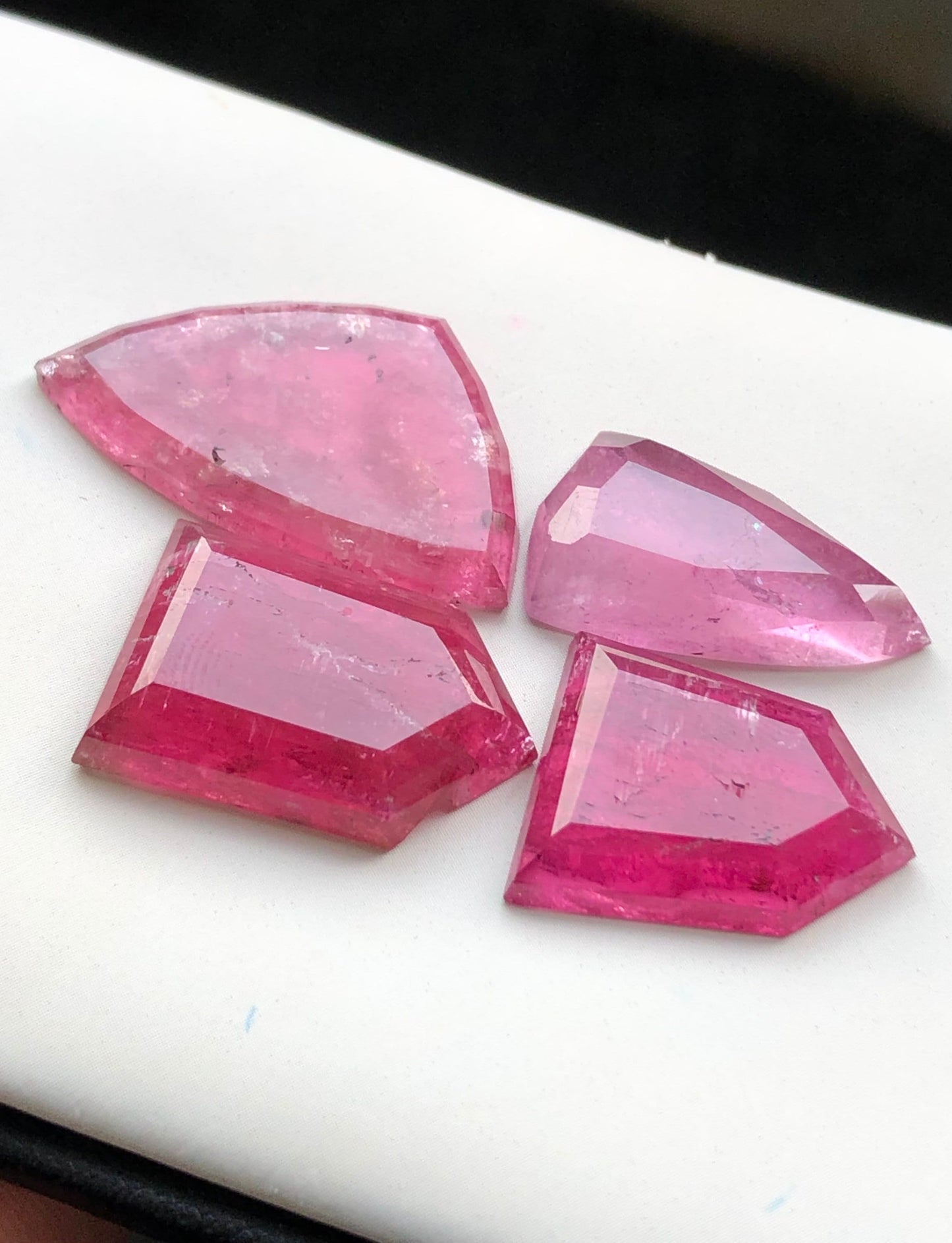 hot pink tourmaline rose cuts 47.80 carats flat back