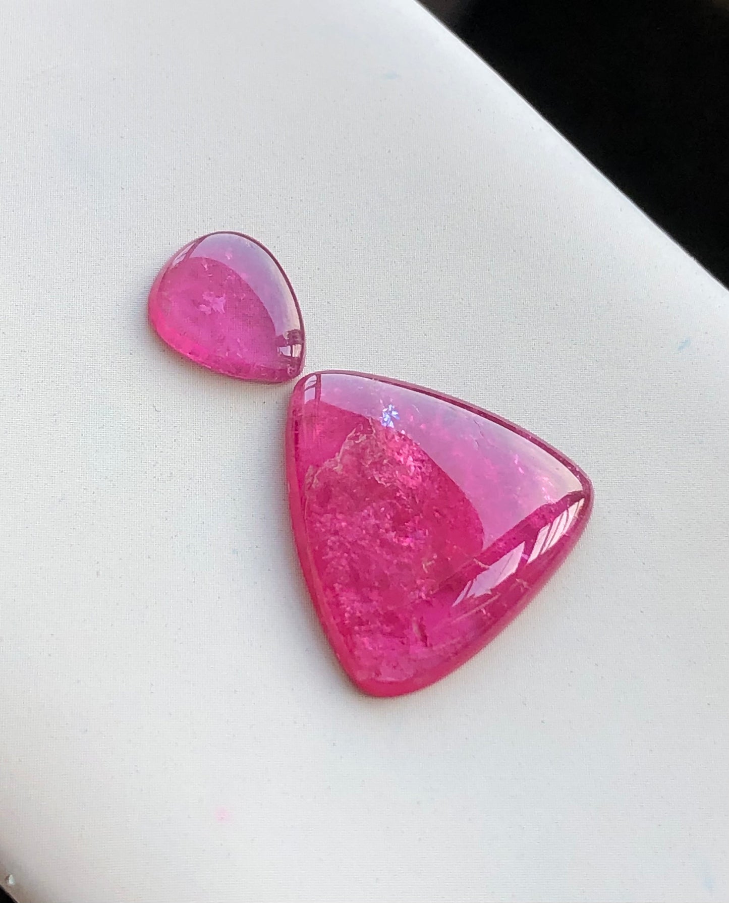 Hot pink tourmaline cabochons flat back origin Afghanistan